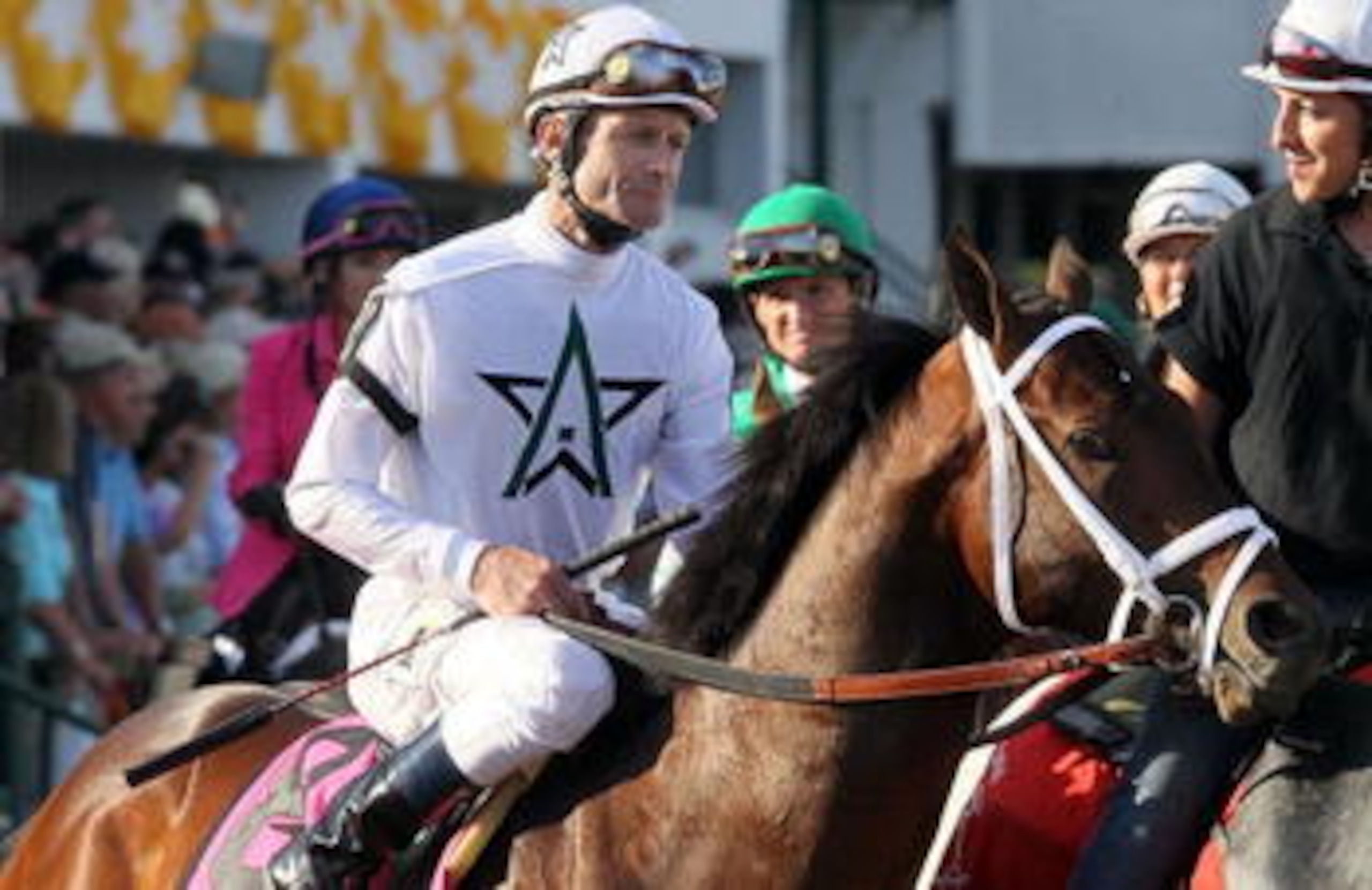 BALTIMORE - MAY 15:  Calvin Borel, upon Super Saver, looks on prior to the start of the 135th running of the Preakness Stakes at Pimlico Race Course on May 15, 2010 in Baltimore, Maryland.  (Photo by Jim McIsaac/Getty Images)
