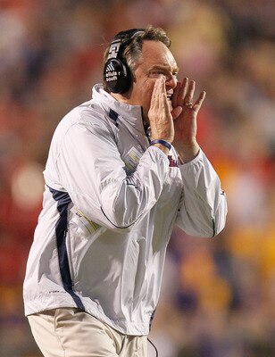 BATON ROUGE, LA - NOVEMBER 20:  Head coach Houston Nutt of the Ole Miss Rebels against the Louisiana State University Tigers at Tiger Stadium on November 20, 2010 in Baton Rouge, Louisiana.  (Photo by Kevin C. Cox/Getty Images)