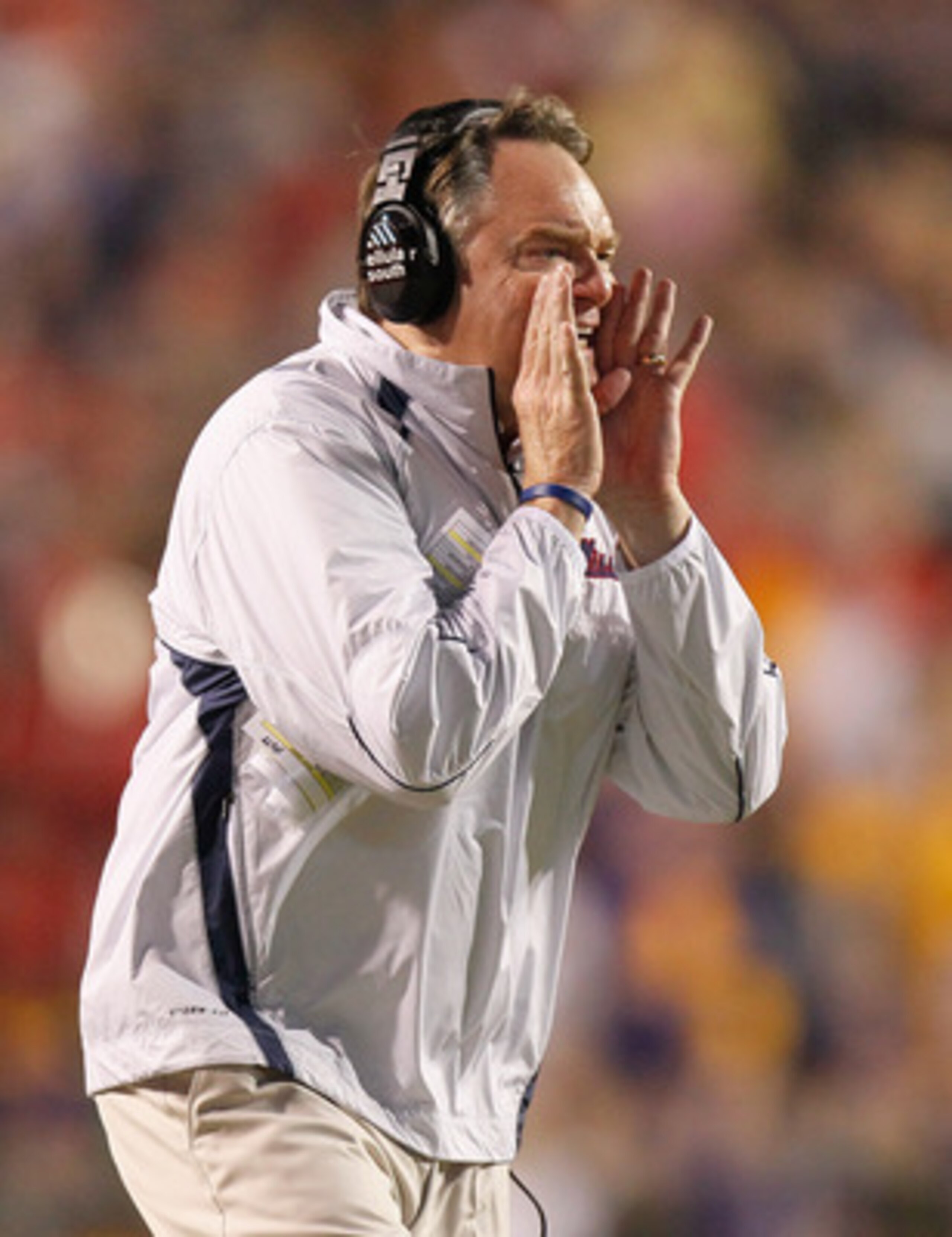BATON ROUGE, LA - NOVEMBER 20:  Head coach Houston Nutt of the Ole Miss Rebels against the Louisiana State University Tigers at Tiger Stadium on November 20, 2010 in Baton Rouge, Louisiana.  (Photo by Kevin C. Cox/Getty Images)
