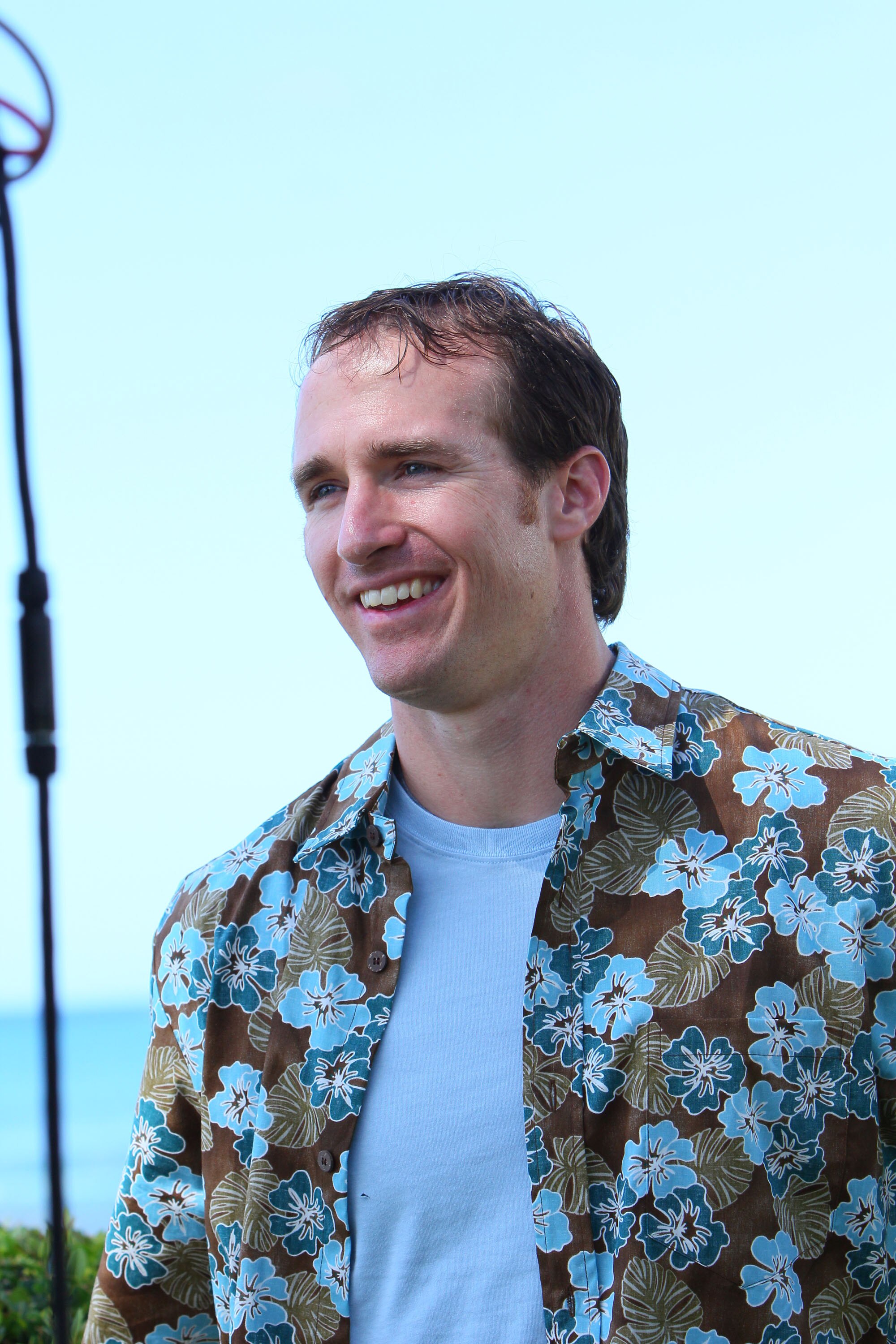 HONOLULU, HI - FEBRUARY 04:  In this handout photo provided by Pepsi MAX, New Orleans Saints quarterback Drew Bree on the set of the Funny Or Die Pepsi MAX video on February 4, 2011 in Honolulu, Hawaii.  (Photo by Pepsi MAX via Getty Images)