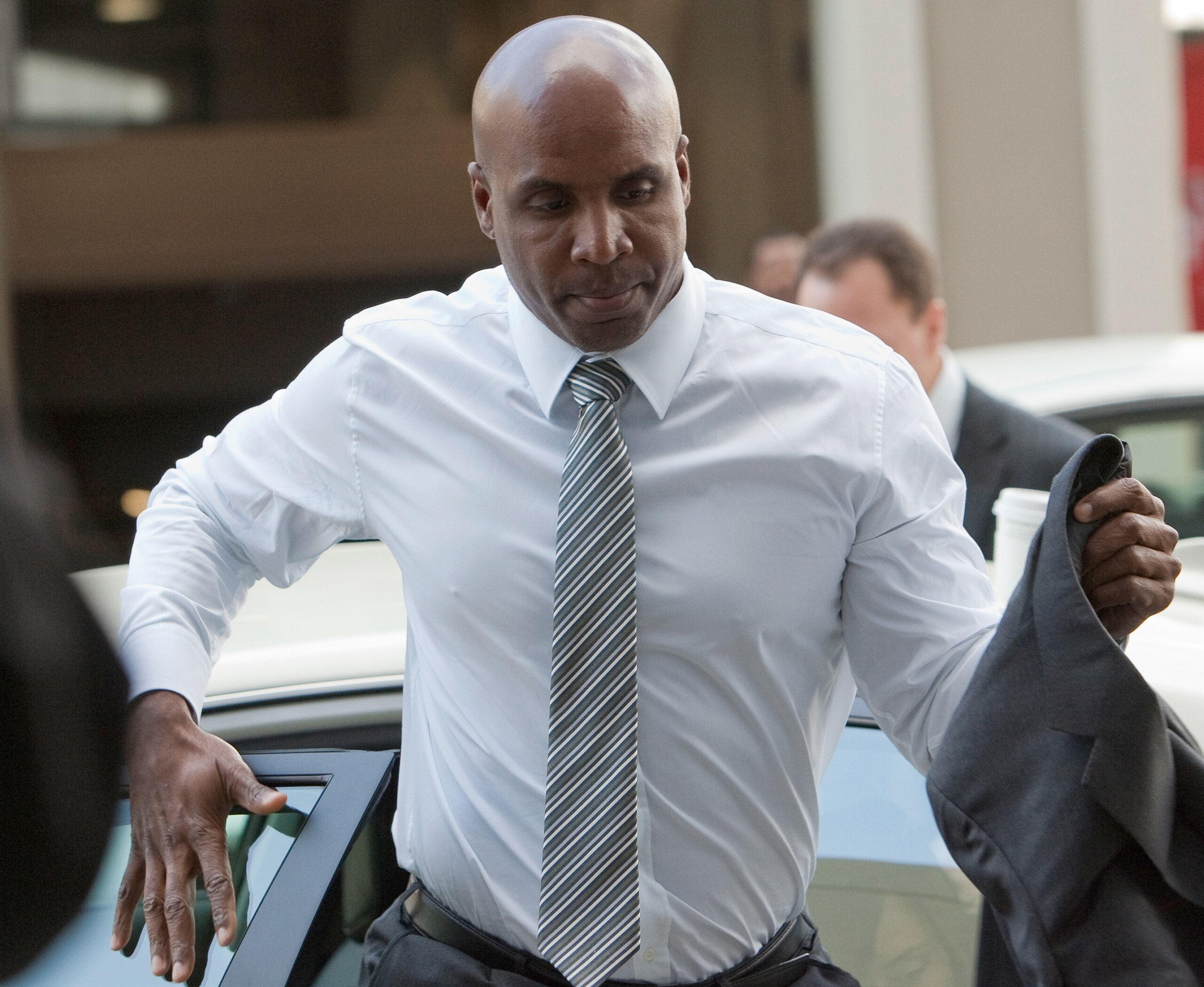 SAN FRANCISCO, CA -APRIL 8: Former major league baseball player Barry Bonds arrives back at the Phillip Burton Federal Building and United States Court House for a second time April 8, 2011 in San Francisco, California. The jury is deliberating the case SAN FRANCISCO, CA -APRIL 8: Former major league baseball player Barry Bonds arrives back at the Phillip Burton Federal Building and United States Court House for a second time April 8, 2011 in San Francisco, California. The jury is deliberating the case