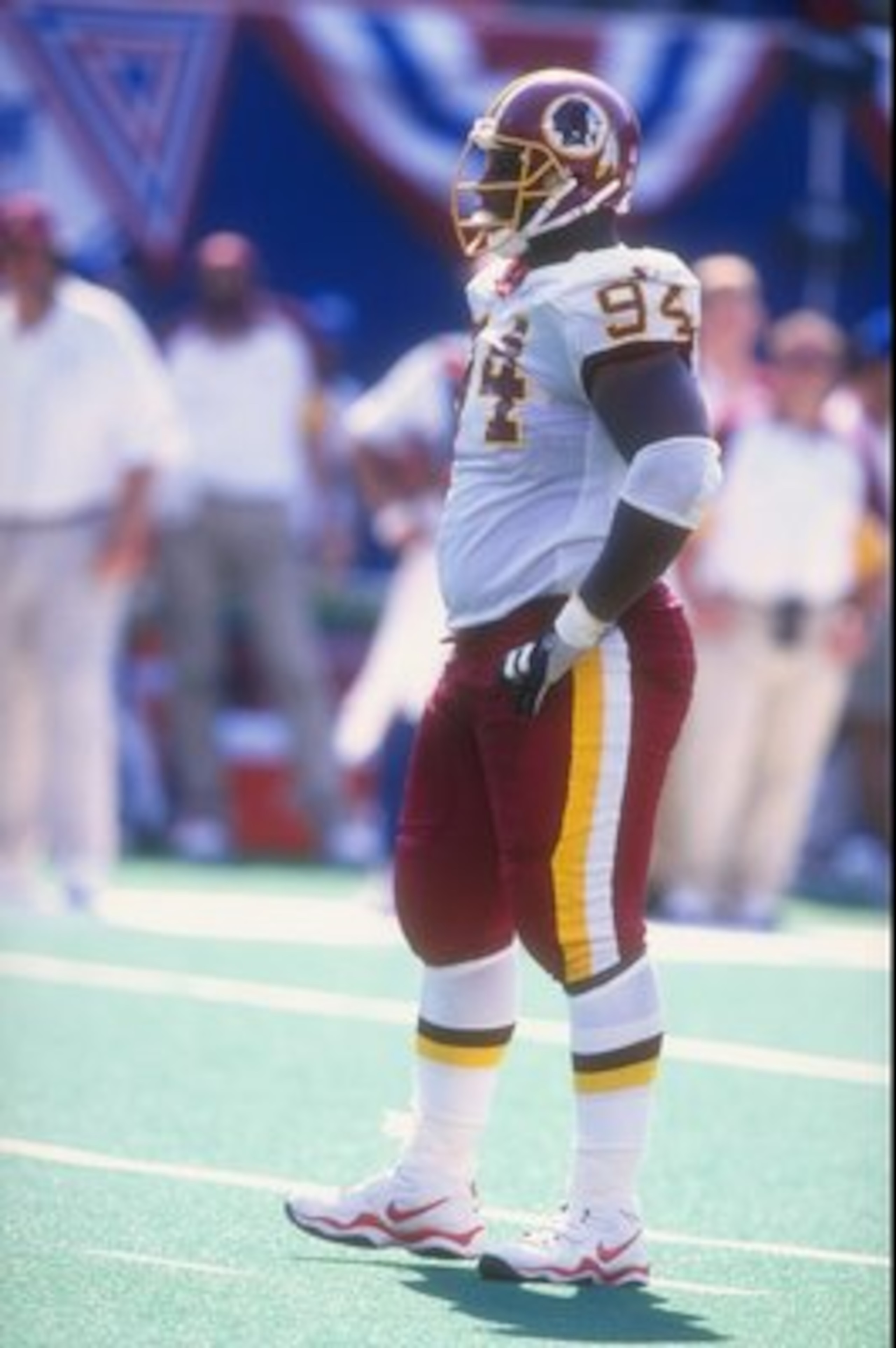 6 Sep 1998:  Defensive tackle Dana Stubblefield #94 of the Washington Redskins looks on during the game against the New York Giants at the Giants Stadium in East Rutherford, New Jersey. The Giants defeated the Redskins 31-24. Mandatory Credit: David Seeli