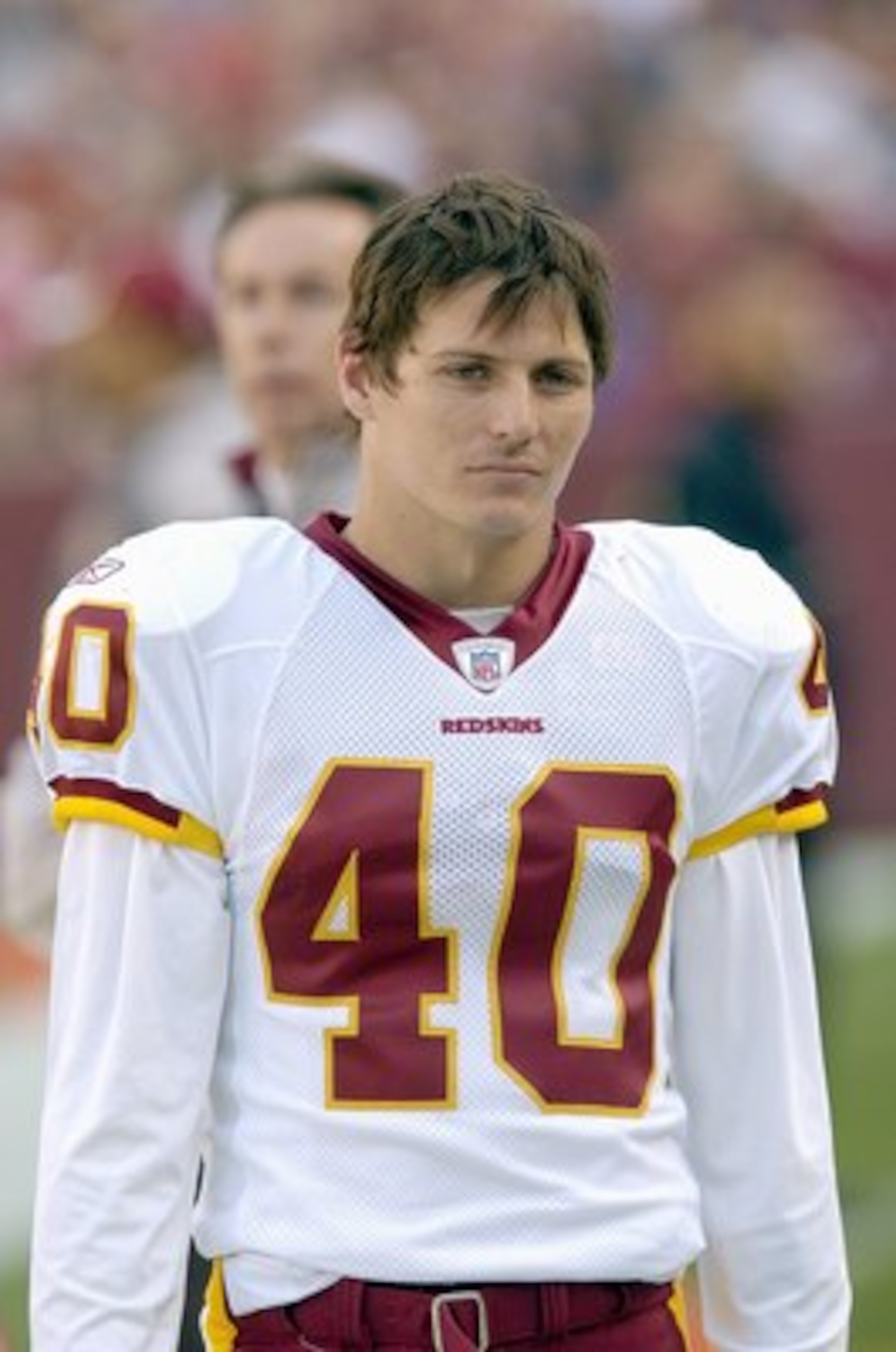 LANDOVER, MD - NOVEMBER 26:  Adam Archuleta #40 of the Washington Redskins looks on during the game against the Carolina Panthers on November 26, 2006 at FedEx Field in Landover, Maryland.  (Photo by Greg Fiume/Getty Images)