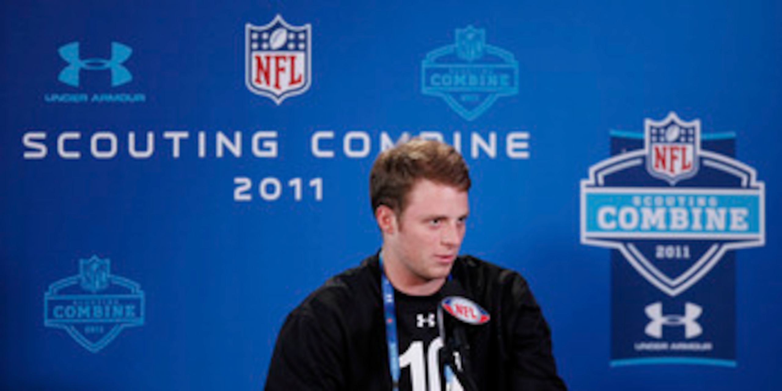 INDIANAPOLIS, IN - FEBRUARY 25: Alabama Crimson Tide quarterback Greg McElroy answers questions during a media session at the 2011 NFL Scouting Combine at Lucas Oil Stadium on February 25, 2011 in Indianapolis, Indiana. (Photo by Joe Robbins/Getty Images) INDIANAPOLIS, IN - FEBRUARY 25: Alabama Crimson Tide quarterback Greg McElroy answers questions during a media session at the 2011 NFL Scouting Combine at Lucas Oil Stadium on February 25, 2011 in Indianapolis, Indiana. (Photo by Joe Robbins/Getty Images)