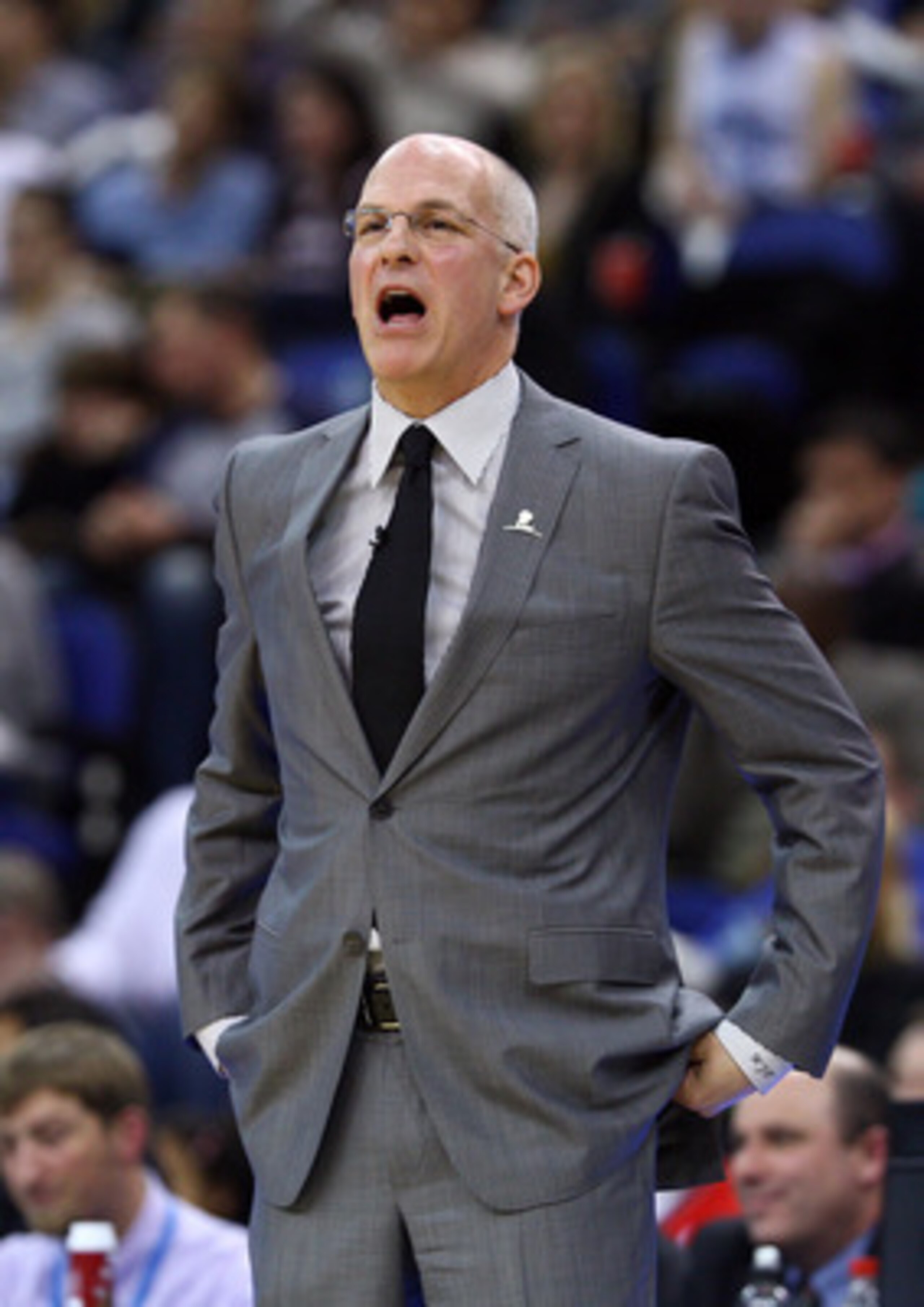 LONDON, ENGLAND - MARCH 04:  Jay Triano, Head Coach of the Toronto Raptors shouts instructions during the NBA match between New Jersey Nets and the Toronto Raptors at the O2 Arena on March 4, 2011 in London, England. NOTE TO USER: User expressly acknowled