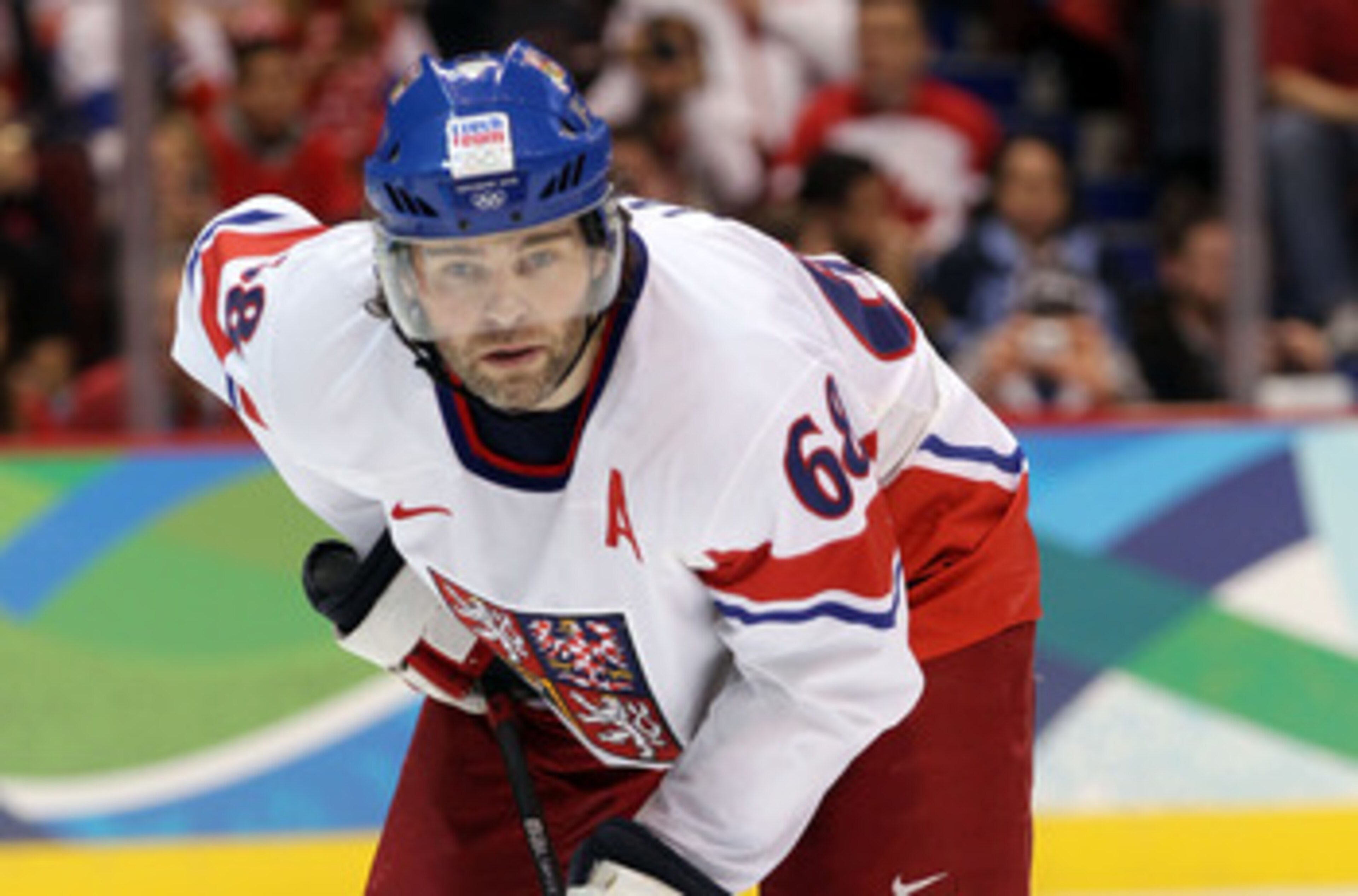 VANCOUVER, BC - FEBRUARY 21: Jaromir Jagr of Czech Republic is seen during the ice hockey men's preliminary game between against Russia on day 10 of the Vancouver 2010 Winter Olympics at Canada Hockey Place on February 21, 2010 in Vancouver, Canada. (Ph VANCOUVER, BC - FEBRUARY 21: Jaromir Jagr of Czech Republic is seen during the ice hockey men's preliminary game between against Russia on day 10 of the Vancouver 2010 Winter Olympics at Canada Hockey Place on February 21, 2010 in Vancouver, Canada. (Ph