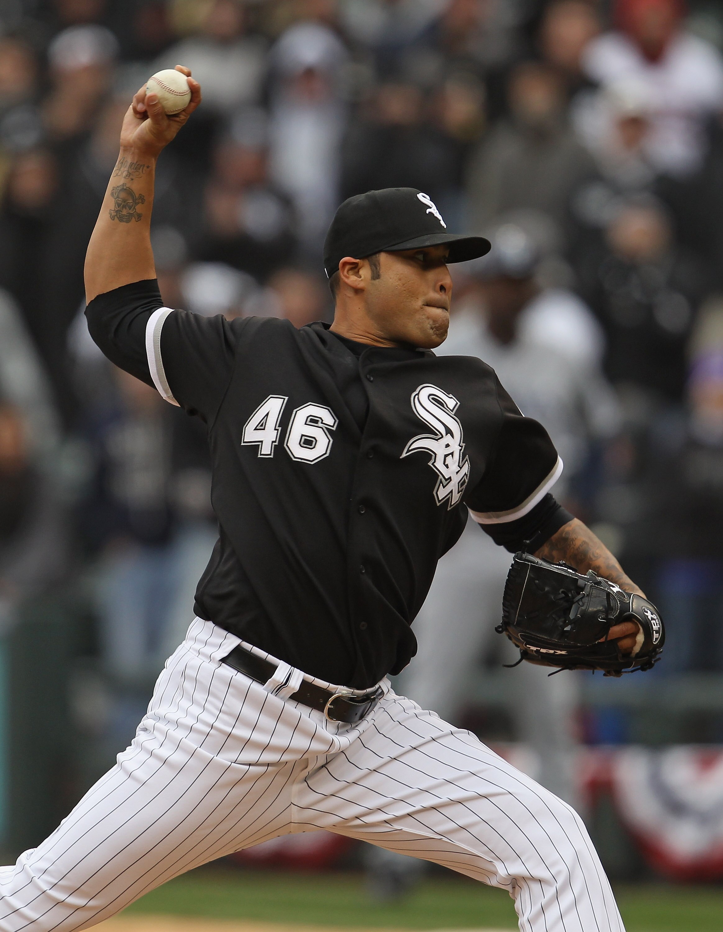 CHICAGO, IL - APRIL 07: Sergio Santos #46 of the Chicago White Sox pitches in the 9th inning against the Tampa Bay Rays during the home opener at U.S. Cellular Field on April 7, 2011 in Chicago, Illinois. The White Sox defeated the Rays 5-1. (Photo by Jon