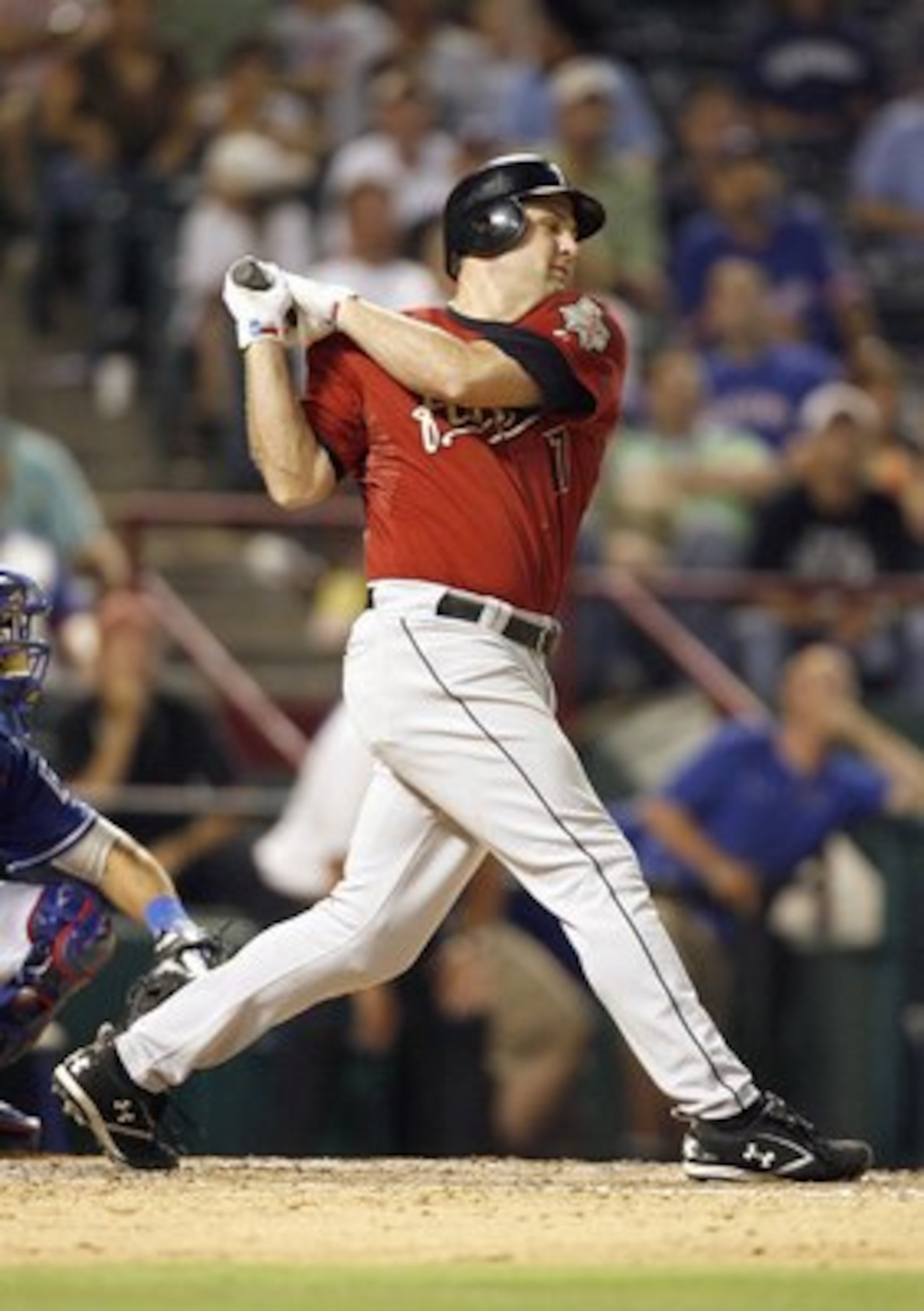 ARLINGTON, TX - JUNE 24: Lance Berkman#17 of the Houston Astros swings at the pitch against the Texas Rangers at the Rangers Ballpark on June 24, 2007 in Arlington, Texas. (Photo by Layne Murdoch/Getty Images)