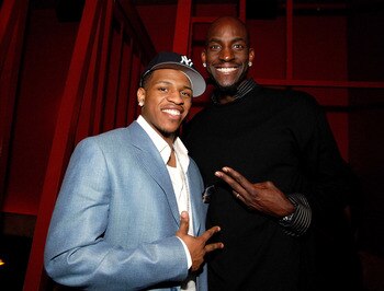 LAS VEGAS - FEBRUARY 17:  (L-R) Rashad McCants and Kevin Garnett attend the NBA All-Star Weekend Party hosted by GQ Magazine and Steve Nash of the Phoenix Suns in the VBar at the Venetian Hotel on February 17, 2007 in Las Vegas, Nevada.  (Photo by Steve S