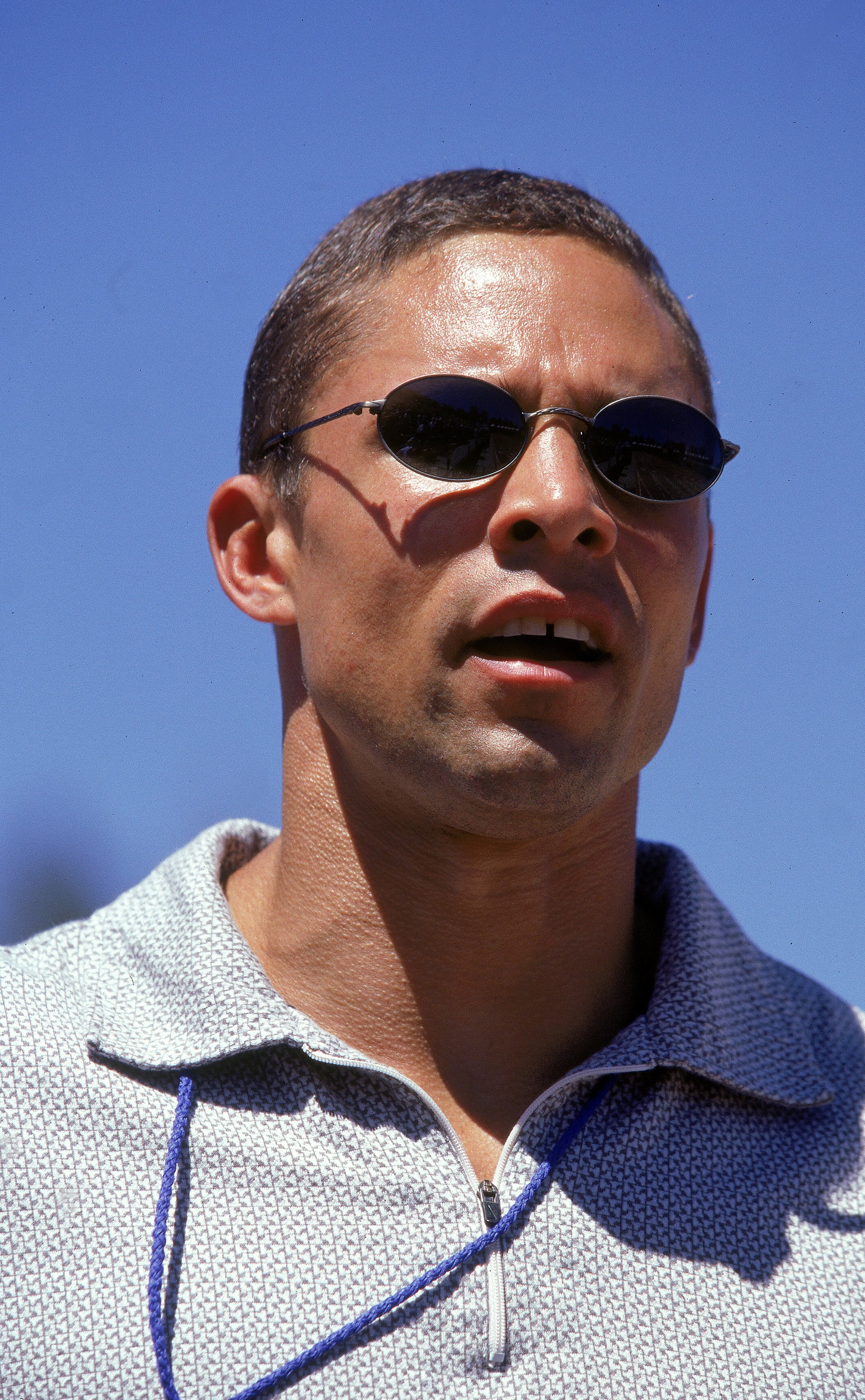 21 Jul 2000:  Dan O''Brien shows emotions during the 2000 US Olympic Track & Field Trials at Hornet Stadium in Sacramento, California.Mandatory Credit: Brian Bahr  /Allsport