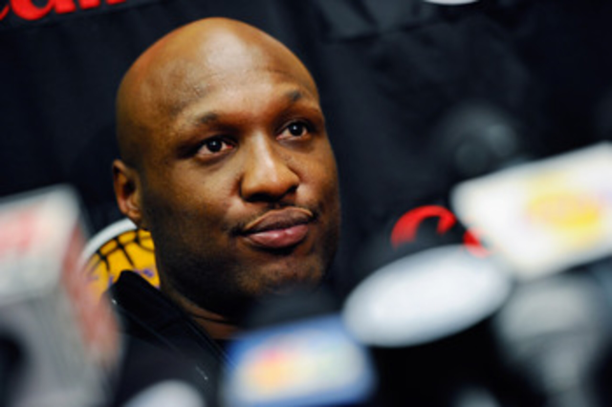 EL SEGUNDO, CA - MAY 11:  Lamar Odom #7 of the Los Angeles Lakers speaks during a news conference at the Lakers training facility on May 11, 2011 in El Segundo, California. The Lakers were swept out of their best of seven series with the Dallas Mavericks 