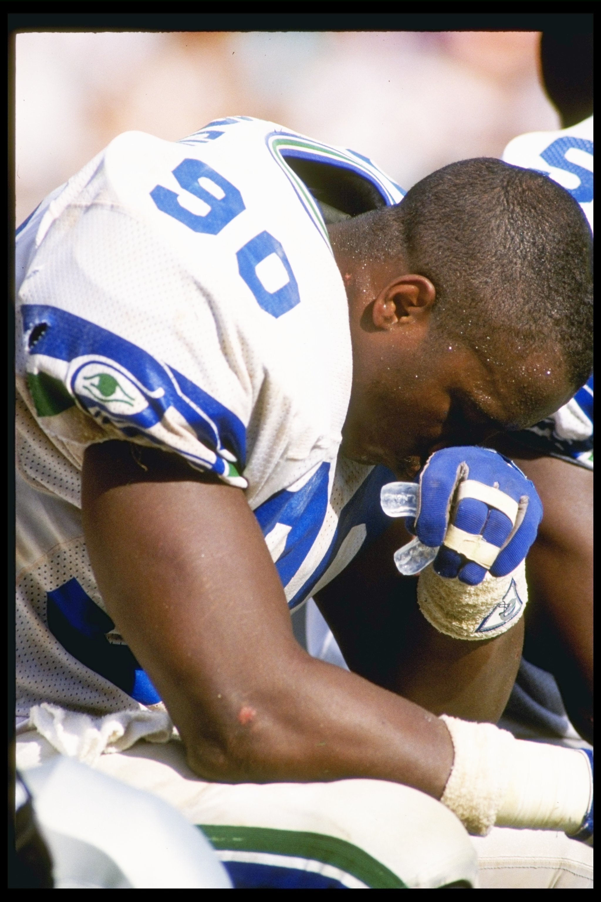 4 Oct 1992: Linebacker Terry Wooden of the Seattle Seahawks looks on during a game against the San Diego Chargers at Jack Murphy Stadium in San Diego, California. The Chargers won the game, 17-6.
