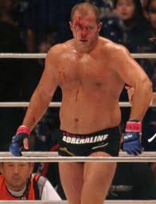 A bloodied Fedor Emelianenko in victory