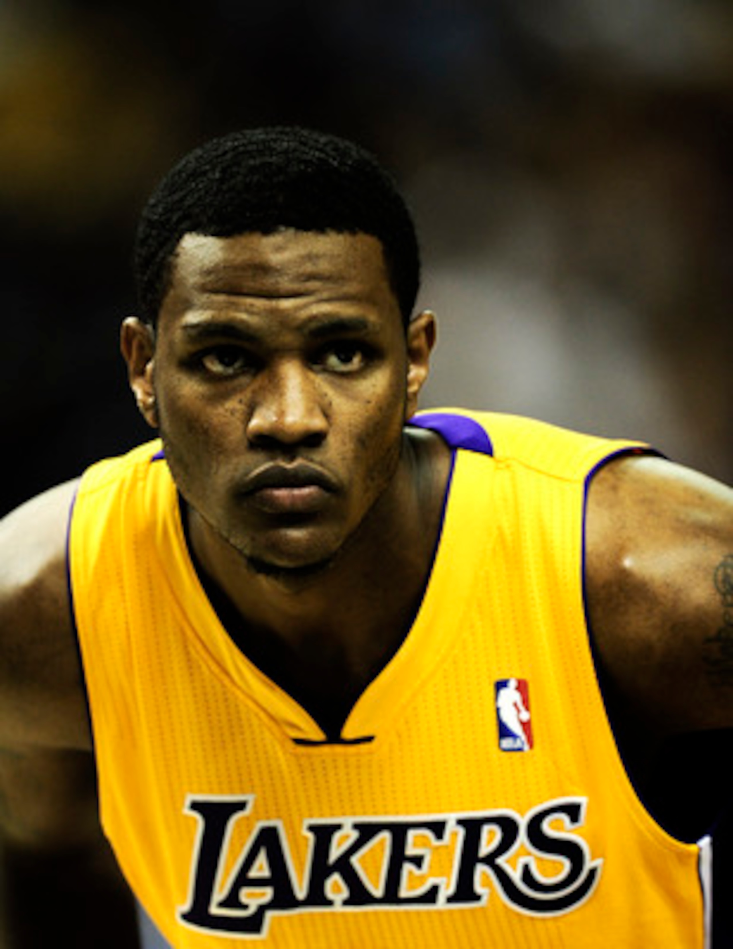 BARCELONA, SPAIN - OCTOBER 07:  Devin Ebanks #3 of the Los Angeles Lakers looks on during the NBA Europe Live match between Los Angeles Lakers and Regal FC Barcelona at the at Palau Blaugrana on October 7, 2010 in Barcelona, Spain.  (Photo by David Ramos/