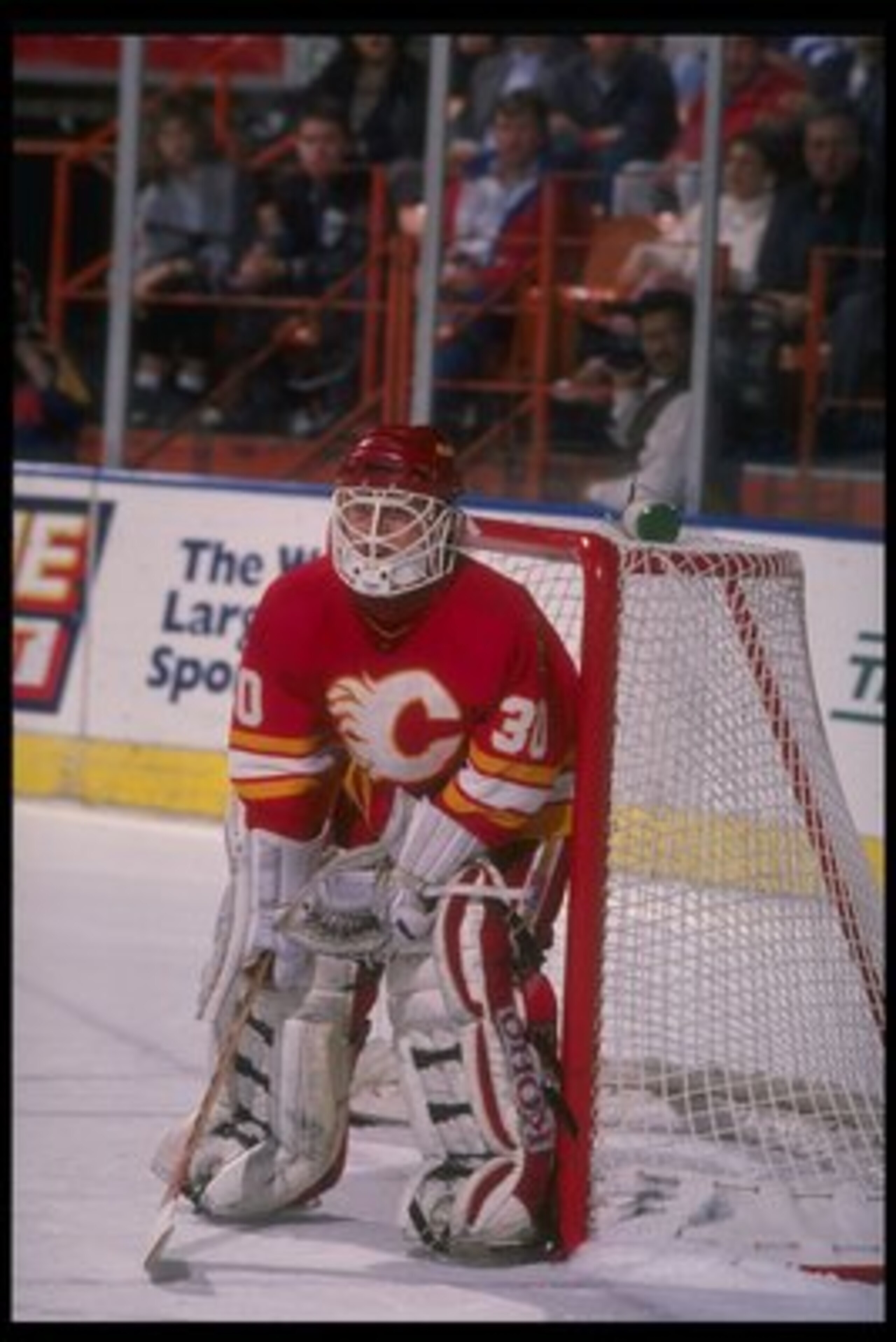 1989-1990: Goaltender Mike Vernon of the Calgary Flames. Mandatory Credit: Ken Levine /Allsport 1989-1990: Goaltender Mike Vernon of the Calgary Flames. Mandatory Credit: Ken Levine /Allsport