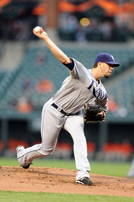 BALTIMORE, MD - MAY 06:  James Shields #33 of the Tampa Bay Rays pitches against the Baltimore Orioles at Oriole Park at Camden Yards on May 6, 2011 in Baltimore, Maryland.  (Photo by Greg Fiume/Getty Images)