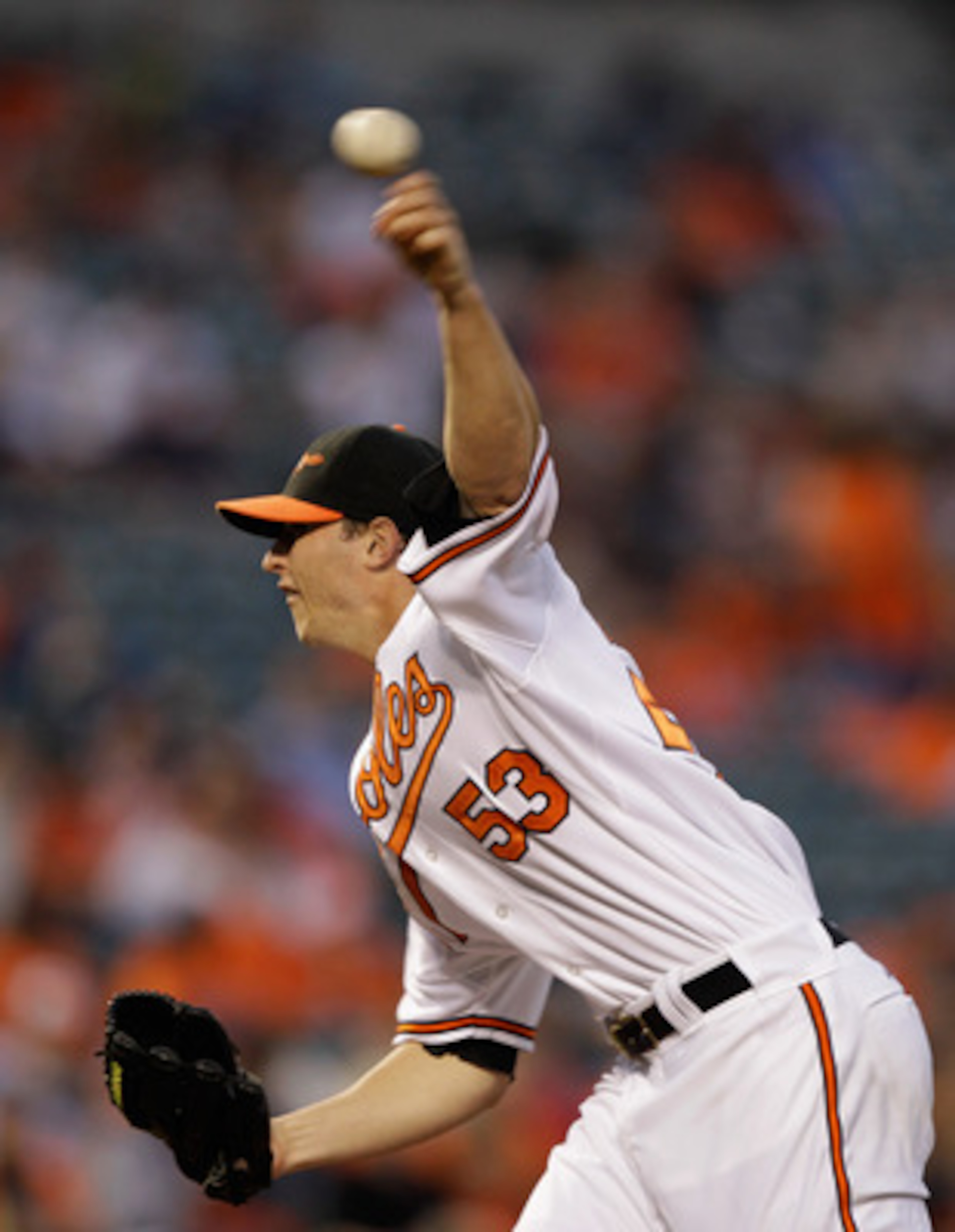 BALTIMORE, MD - MAY 12: Starting pitcher Zach Britton #53 of the Baltimore Orioles delivers to a Seattle Mariners batter during the fourth inning at Oriole Park at Camden Yards on May 12, 2011 in Baltimore, Maryland.  (Photo by Rob Carr/Getty Images)