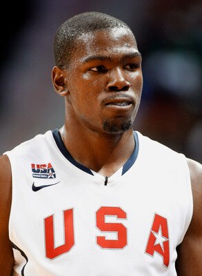 LAS VEGAS - JULY 24:  Kevin Durant #5 of the 2010 USA Basketball Men's National Team appears during a USA Basketball showcase at the Thomas & Mack Center July 24, 2010 in Las Vegas, Nevada.  (Photo by Ethan Miller/Getty Images)