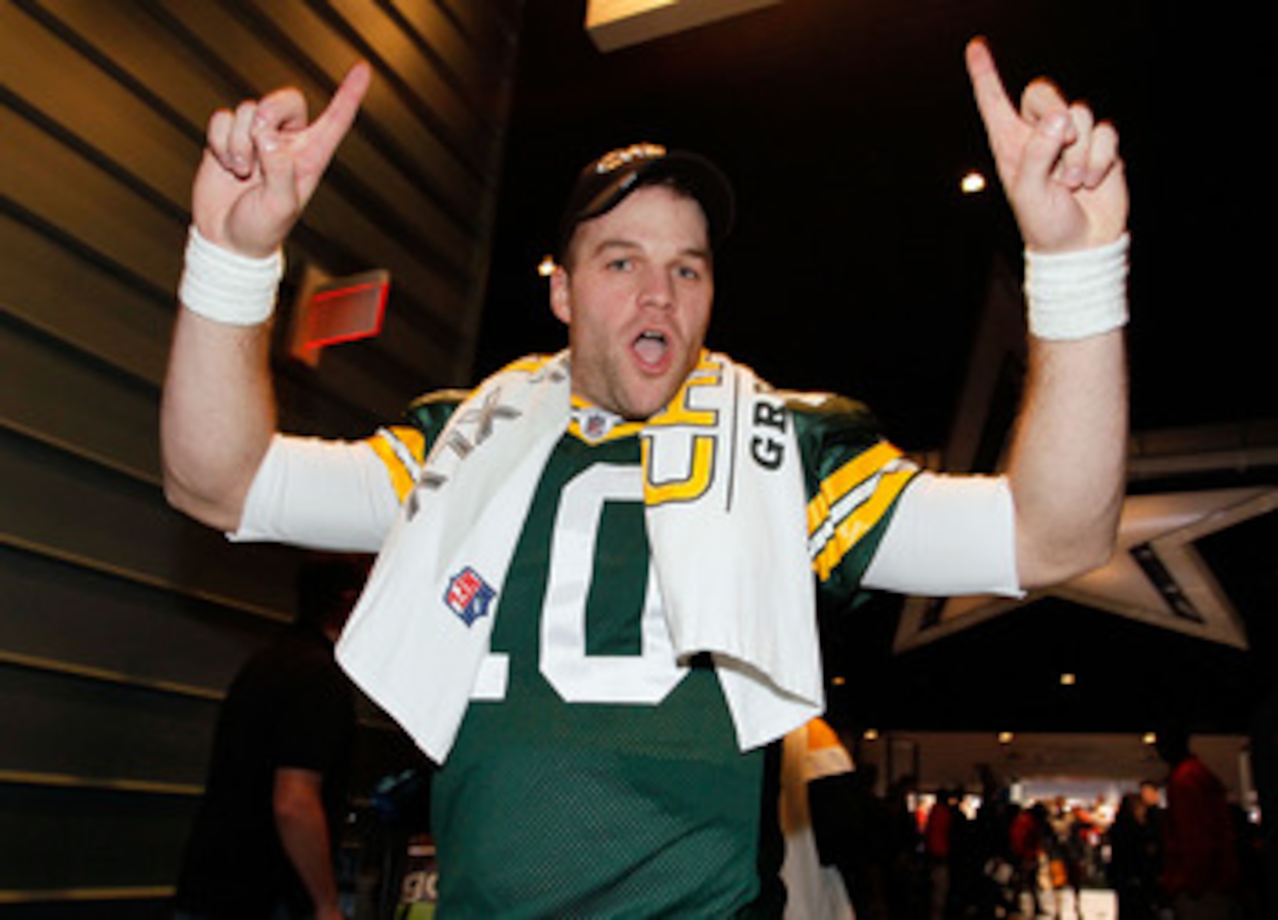 ARLINGTON, TX - FEBRUARY 06:  Matt Flynn #10 of the Green Bay Packers celebrates after the Packers defeated the Pittsburgh Steelers 31-25 during Super Bowl XLV at Cowboys Stadium on February 6, 2011 in Arlington, Texas.  (Photo by Kevin C. Cox/Getty Image