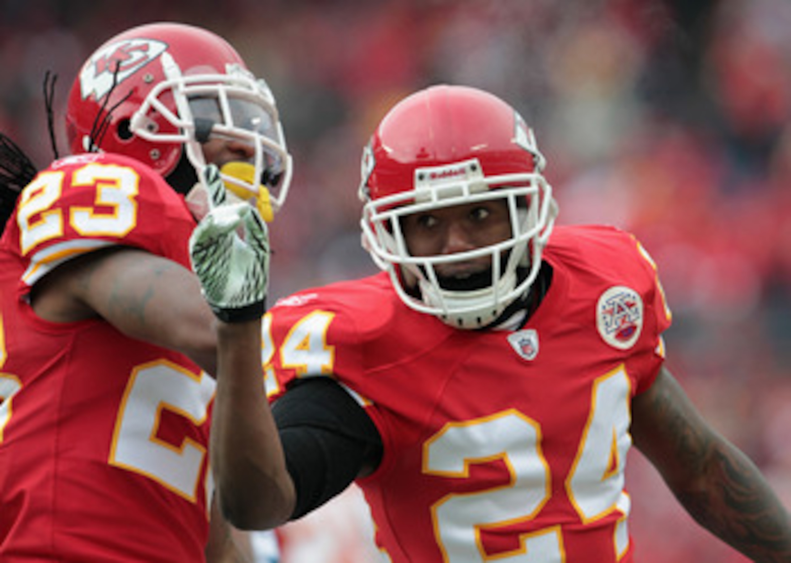 KANSAS CITY, MO - DECEMBER 26:  Brandon Flowers #24 of the Kansas City Chiefs in action during the game against the Tennessee Titans on December 26, 2010 at Arrowhead Stadium in Kansas City, Missouri.  (Photo by Jamie Squire/Getty Images)