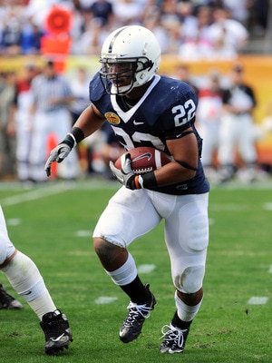 TAMPA, FL - JANUARY 1: Running back Evan Royster #22 of the Penn State Nittany Lions rushes upfield against the Florida Gators January 1, 2010 in the 25th Outback Bowl at Raymond James Stadium in Tampa, Florida. (Photo by Al Messerschmidt/Getty Images) TAMPA, FL - JANUARY 1: Running back Evan Royster #22 of the Penn State Nittany Lions rushes upfield against the Florida Gators January 1, 2010 in the 25th Outback Bowl at Raymond James Stadium in Tampa, Florida. (Photo by Al Messerschmidt/Getty Images)