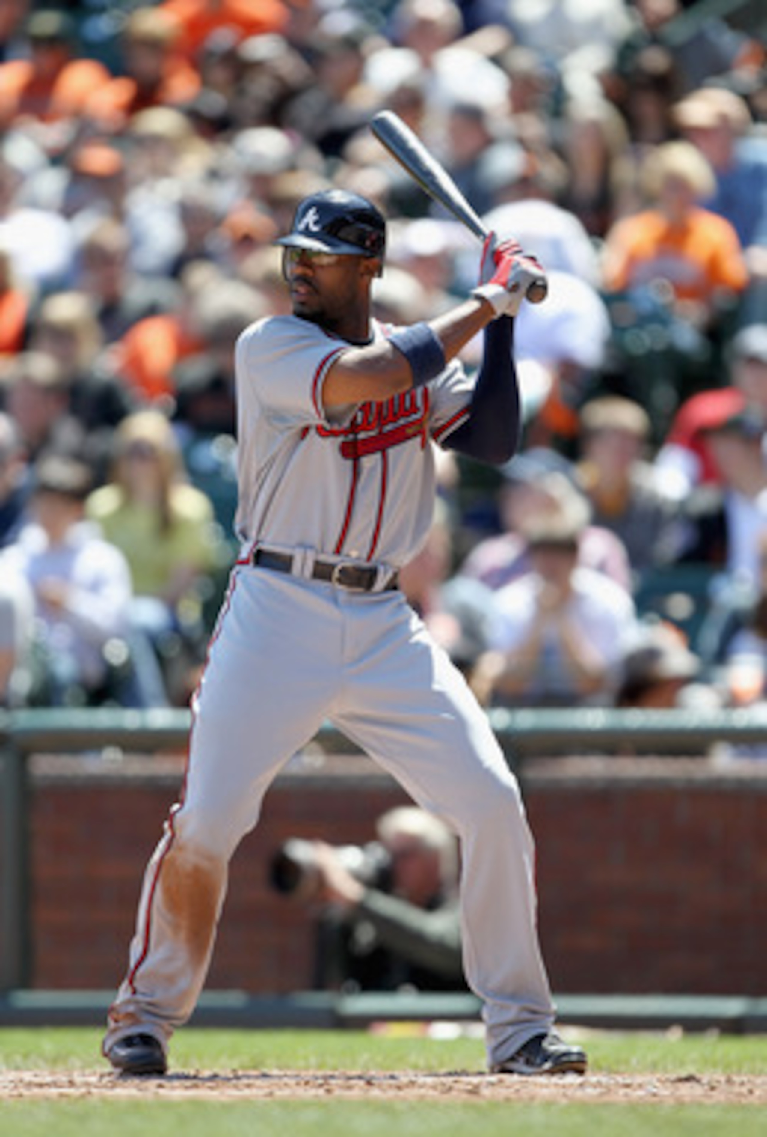SAN FRANCISCO, CA - APRIL 24:  Jason Heyward #22 of the Atlanta Braves in action against the San Francisco Giants at AT&T Park on April 24, 2011 in San Francisco, California.  (Photo by Ezra Shaw/Getty Images)