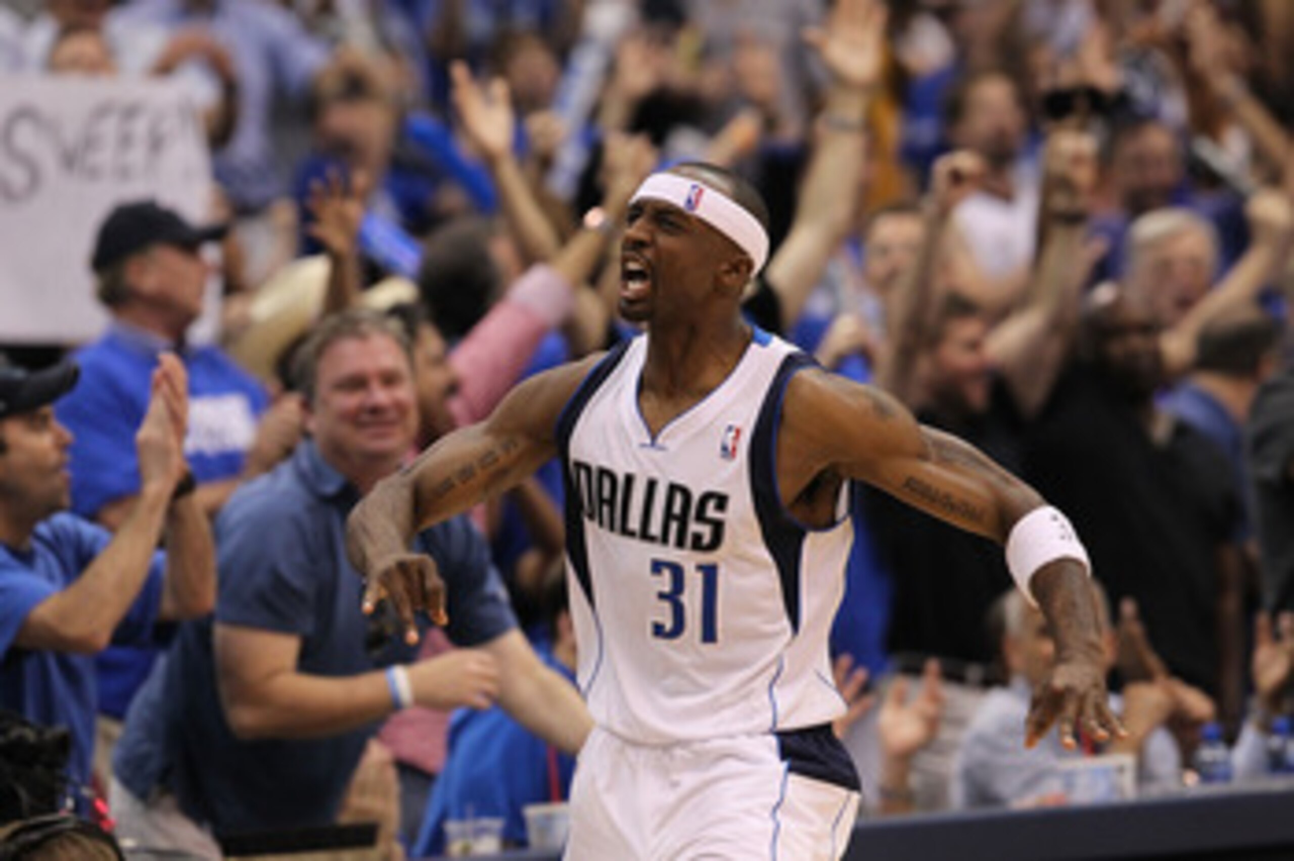 DALLAS, TX - MAY 08:  Guard Jason Terry #31 of the Dallas Mavericks reacts after a three-point shot against the Los Angeles Lakers in Game Four of the Western Conference Semifinals during the 2011 NBA Playoffs on May 8, 2011 at American Airlines Center in