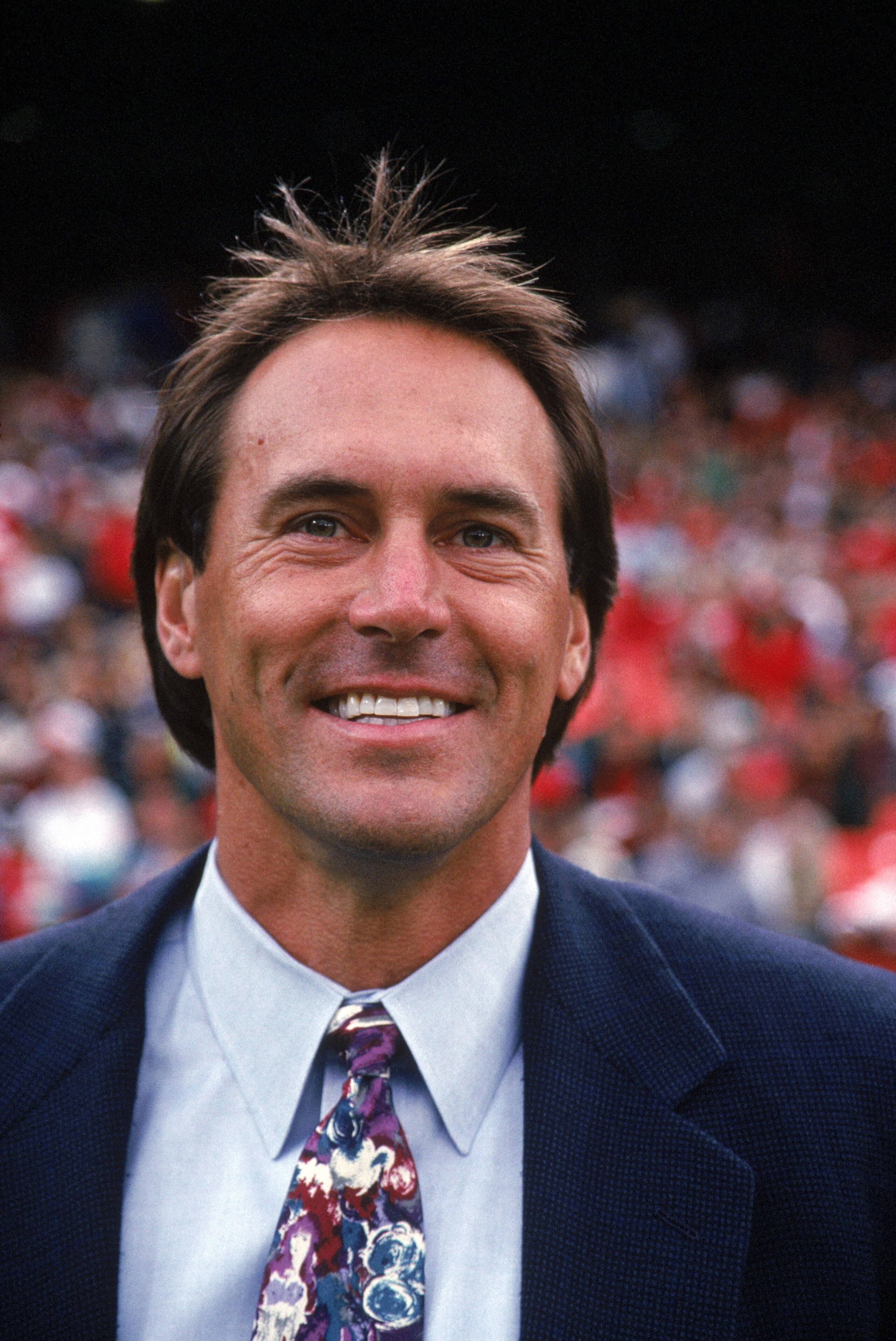 SAN FRANCISCO - AUGUST 26:  Former San Francisco 49ers wide receiver Dwight Clark attends the preseason game against the Seattle Seahawks at Candlestick Park on August 26, 1994 in San Francisco, California.  The 49ers won 13-9.  (Photo by George Rose/Gett