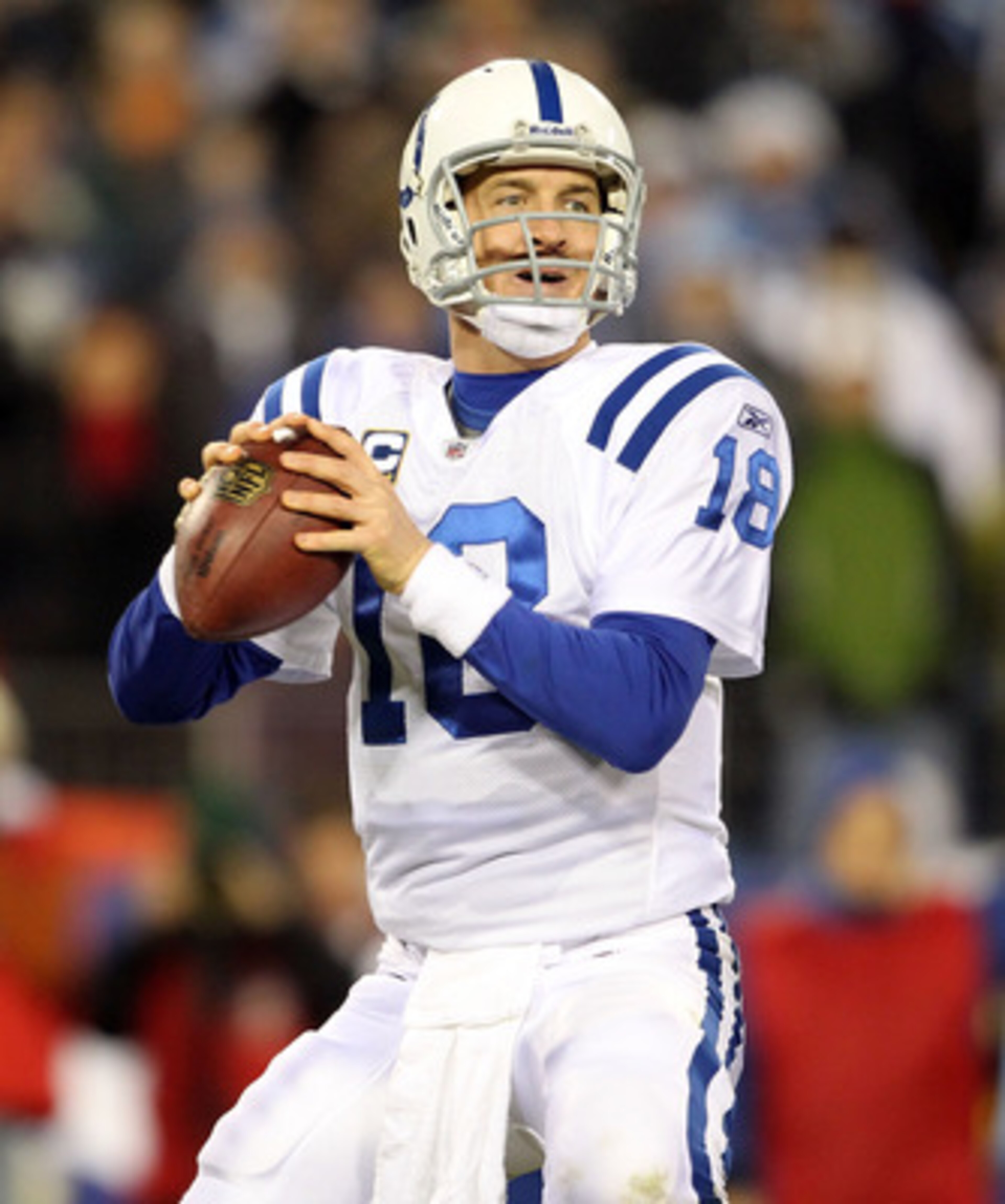 NASHVILLE, TN - DECEMBER 09:  Peyton Manning #18 of the Indianapolis Colts throws a pass during the NFL game against the Tennessee Titans  at LP Field on December 9, 2010 in Nashville, Tennessee.  The Colts won 30-28.  (Photo by Andy Lyons/Getty Images)