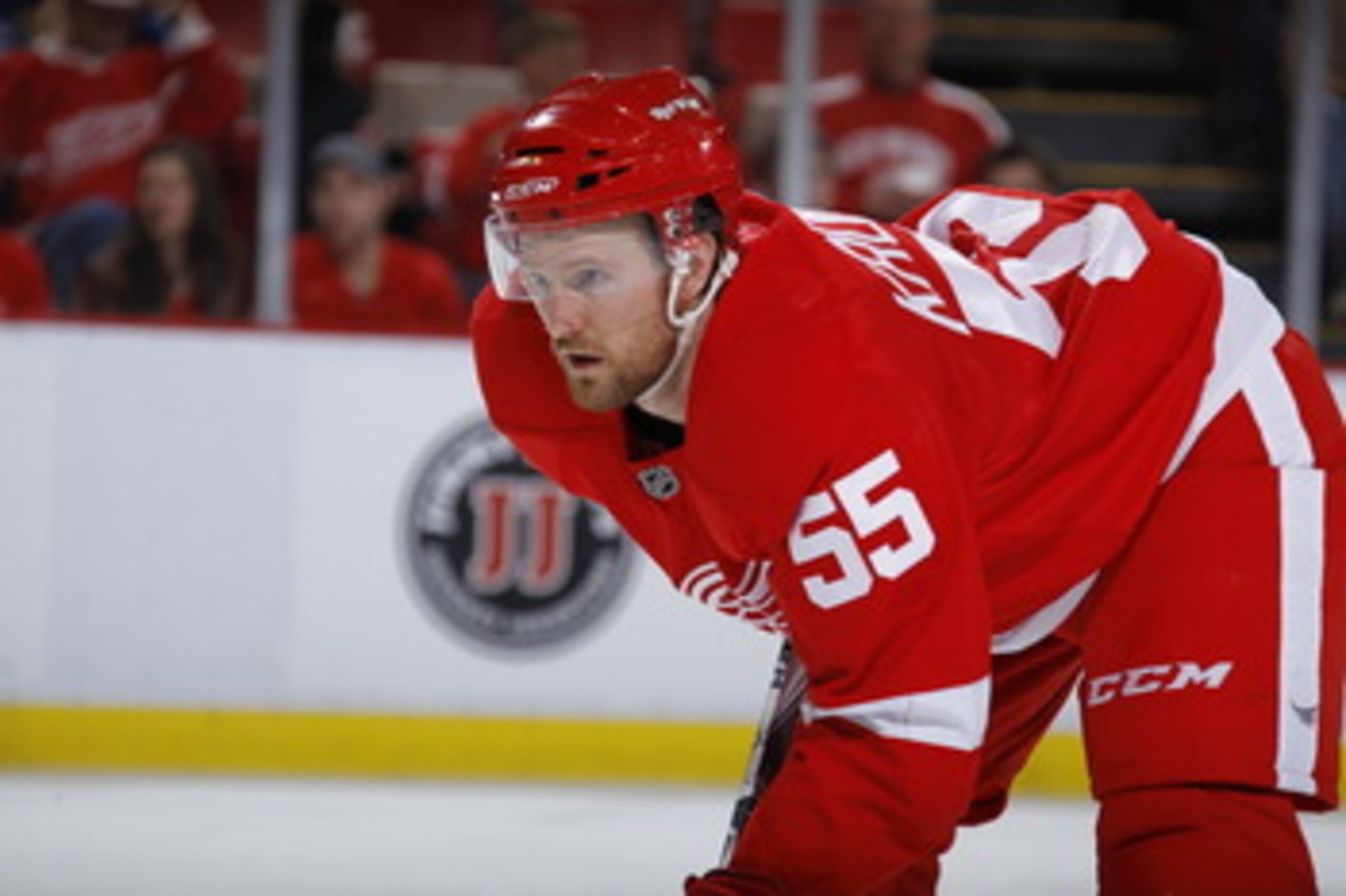 DETROIT - MAY 6: Niklas Kronwall #55 of the Detroit Red Wings looks on while playing the San Jose Sharks in Game Four of the Western Conference Semifinals during the 2011 NHL Stanley Cup Playoffs on May 6, 2011 at Joe Louis Arena in Detroit, Michigan. (Ph