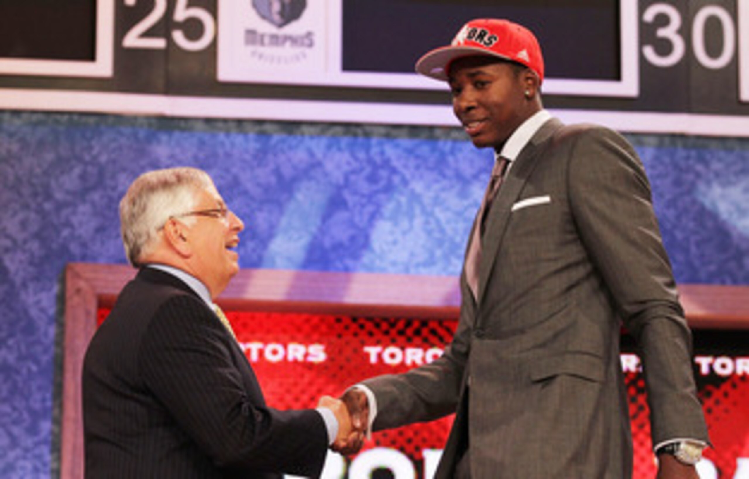 NEW YORK - JUNE 24: Ed Davis stands with NBA Commisioner David Stern after being drafted thirteenth by The Toronto Raptors at Madison Square Garden on June 24, 2010 in New York City. NOTE TO USER: User expressly acknowledges and agrees that, by download NEW YORK - JUNE 24: Ed Davis stands with NBA Commisioner David Stern after being drafted thirteenth by The Toronto Raptors at Madison Square Garden on June 24, 2010 in New York City. NOTE TO USER: User expressly acknowledges and agrees that, by download