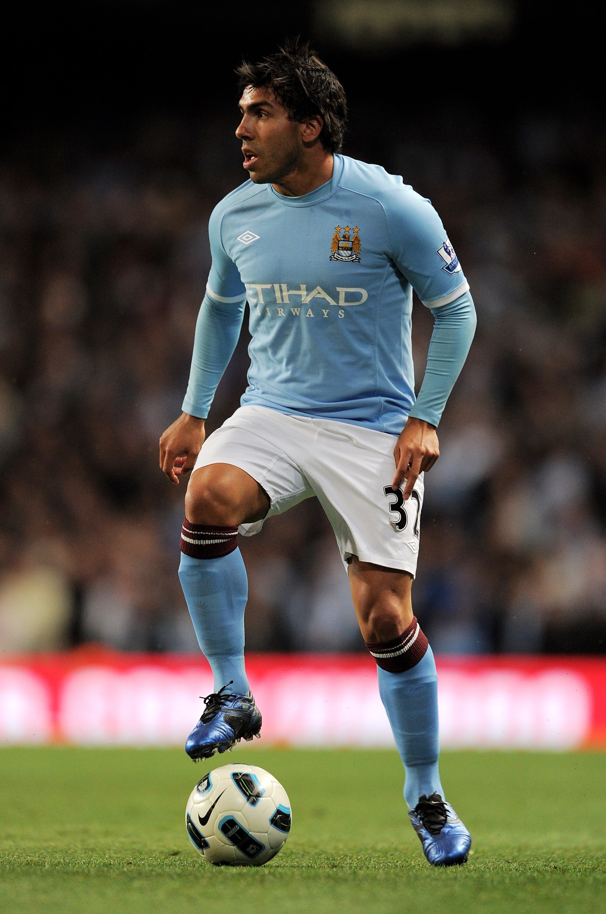 MANCHESTER, ENGLAND - MAY 10:  Carlos Tevez of Manchester City in action during the Barclays Premier League match between Manchester City and Tottenham Hotspur at the City of Manchester Stadium on May 10, 2011 in Manchester, England.  (Photo by Michael Re