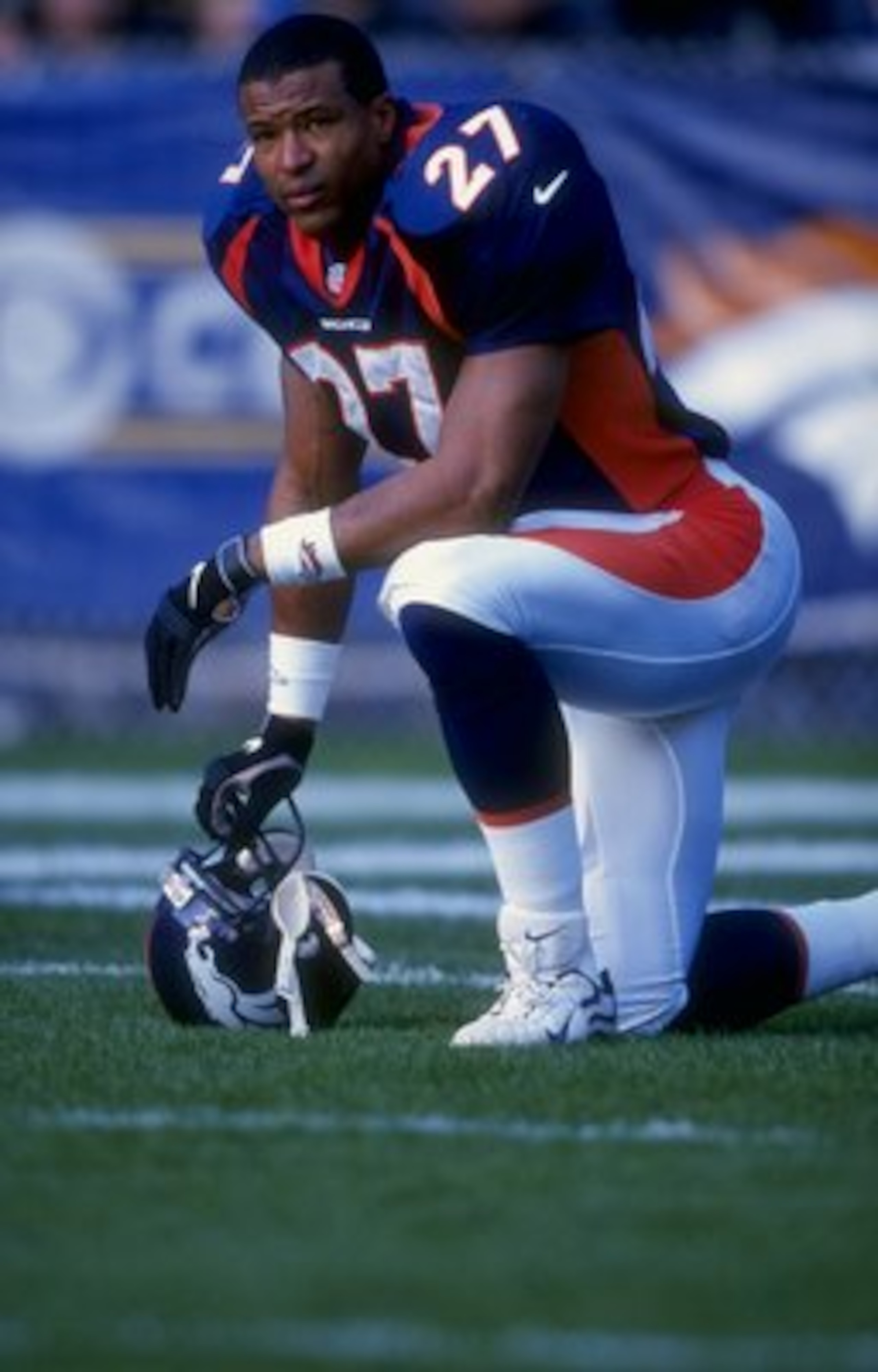 6 Dec 1998: Safety Steve Atwater #27 of the Denver Broncos looks on during the game against the Kansas City Chiefs at Mile High Stadium in Denver, Colorado. The Broncos defeated the Chiefs 35-31.