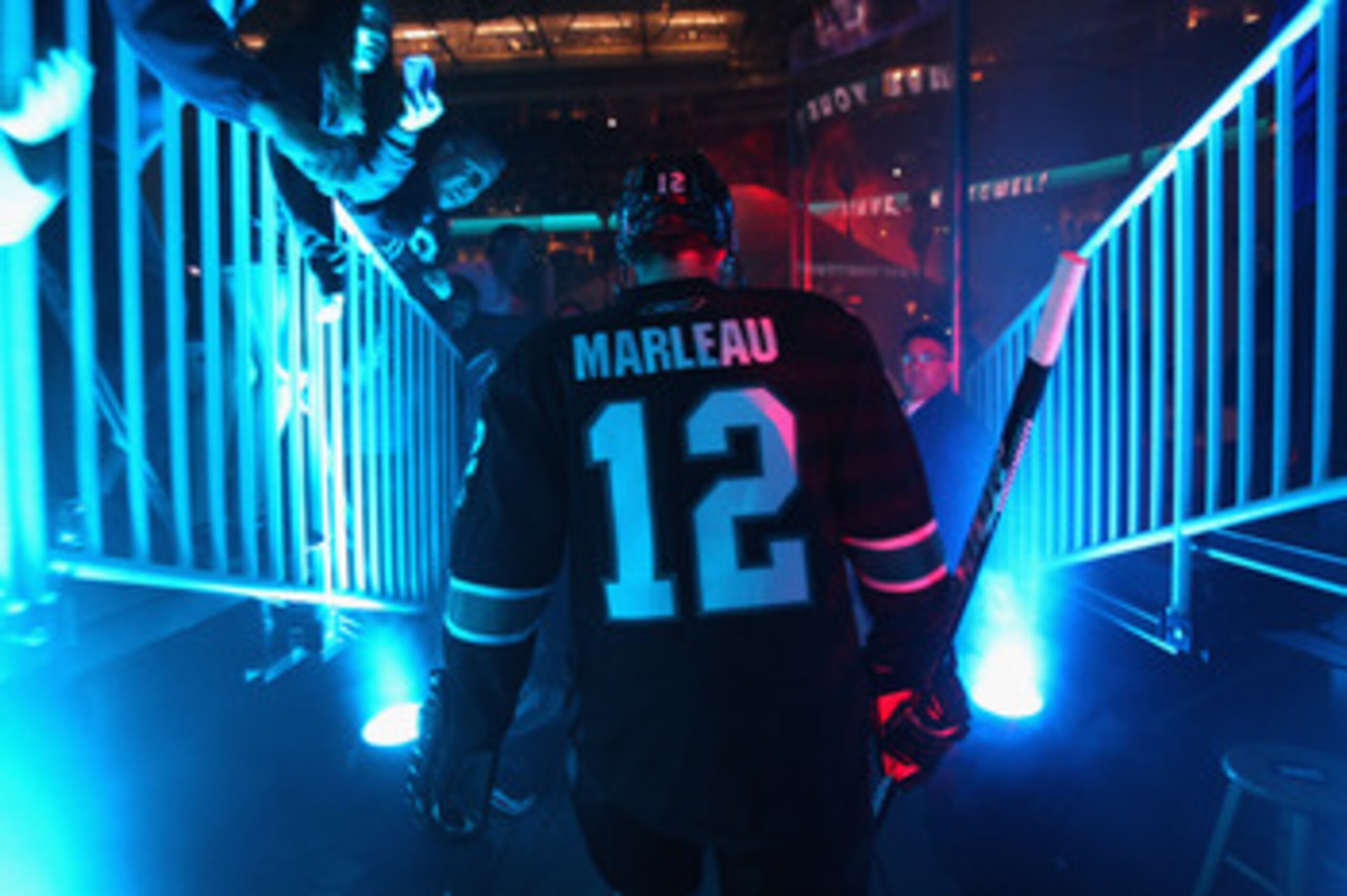SAN JOSE, CA - MAY 12:  Patrick Marleau #12 of the San Jose Sharks walks on to the ice for their game against the Detroit Red Wings in Game Seven of the Western Conference Semifinals during the 2011 NHL Stanley Cup Playoffs at HP Pavilion on May 12, 2011