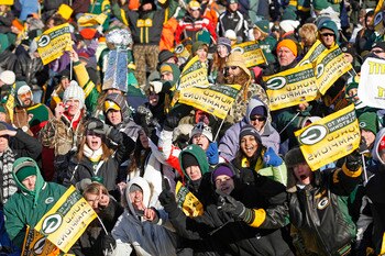 GREEN BAY, WI - FEBRUARY 08: Green Bay Packers fans gather at Lambeau Field for the Packers victory ceremony on February 8, 2011 in Green Bay, Wisconsin.  (Photo by Matt Ludtke/Getty Images)