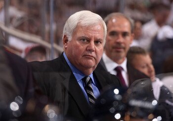 GLENDALE, AZ - OCTOBER 10:  Head coach Ken Hitchcock of the Columbus Blue Jackets looks during the NHL game against the Phoenix Coyotes at Jobing.com Arena on October 10, 2009 in Glendale, Arizona. The Blue Jackets defeated the Coyotes 2-0.  (Photo by Chr
