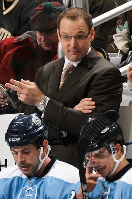 PITTSBURGH, PA - JANUARY 08:  Head Coach Dan Bylsma of the Pittsburgh Penguins watches his team play the Minnesota Wild on January 8, 2011 at CONSOL Energy Center in Pittsburgh, Pennsylvania.  (Photo by Jamie Sabau/Getty Images)
