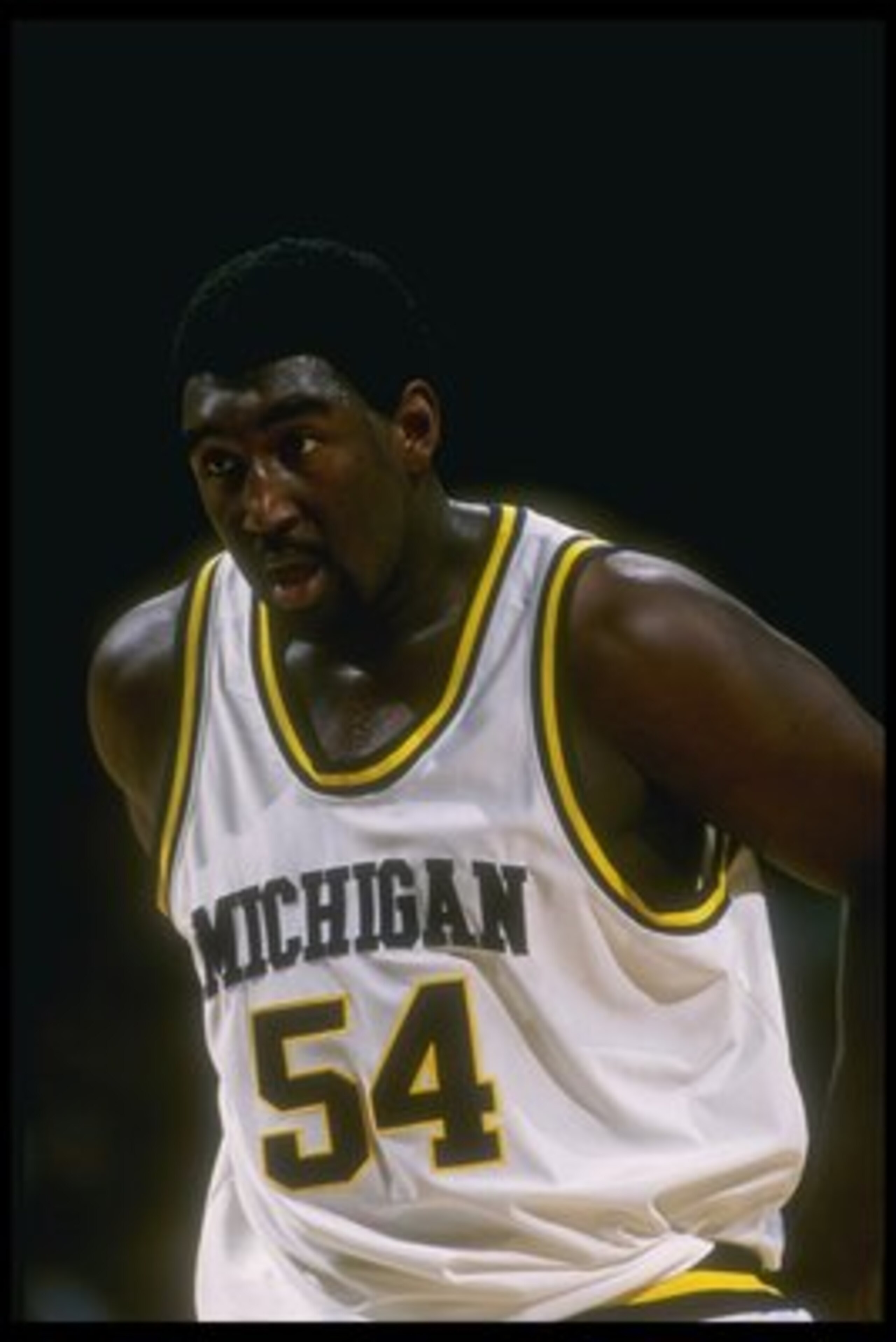 21 Dec 1996:  Center Robert Traylor of the Michigan Wolverines looks on during a game against the Arizona Wildcats at The Palace in Auburn Hills, Michigan.  Michigan won the game in overtime, 73-71. Mandatory Credit: Julian Gonzalez  /Allsport