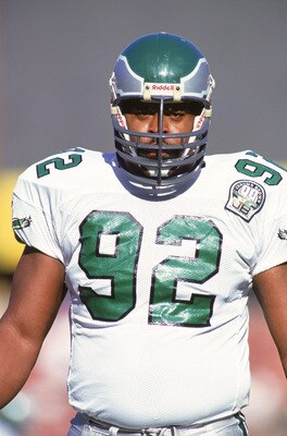 SAN FRANCISCO - NOVEMBER 29:  Defensive end Reggie White #92 of the Philadelphia Eagles stands on the field at Candlestick Park on November 29, 1992 in San Francisco, California. (Photo by Otto Greule Jr/Getty Images)