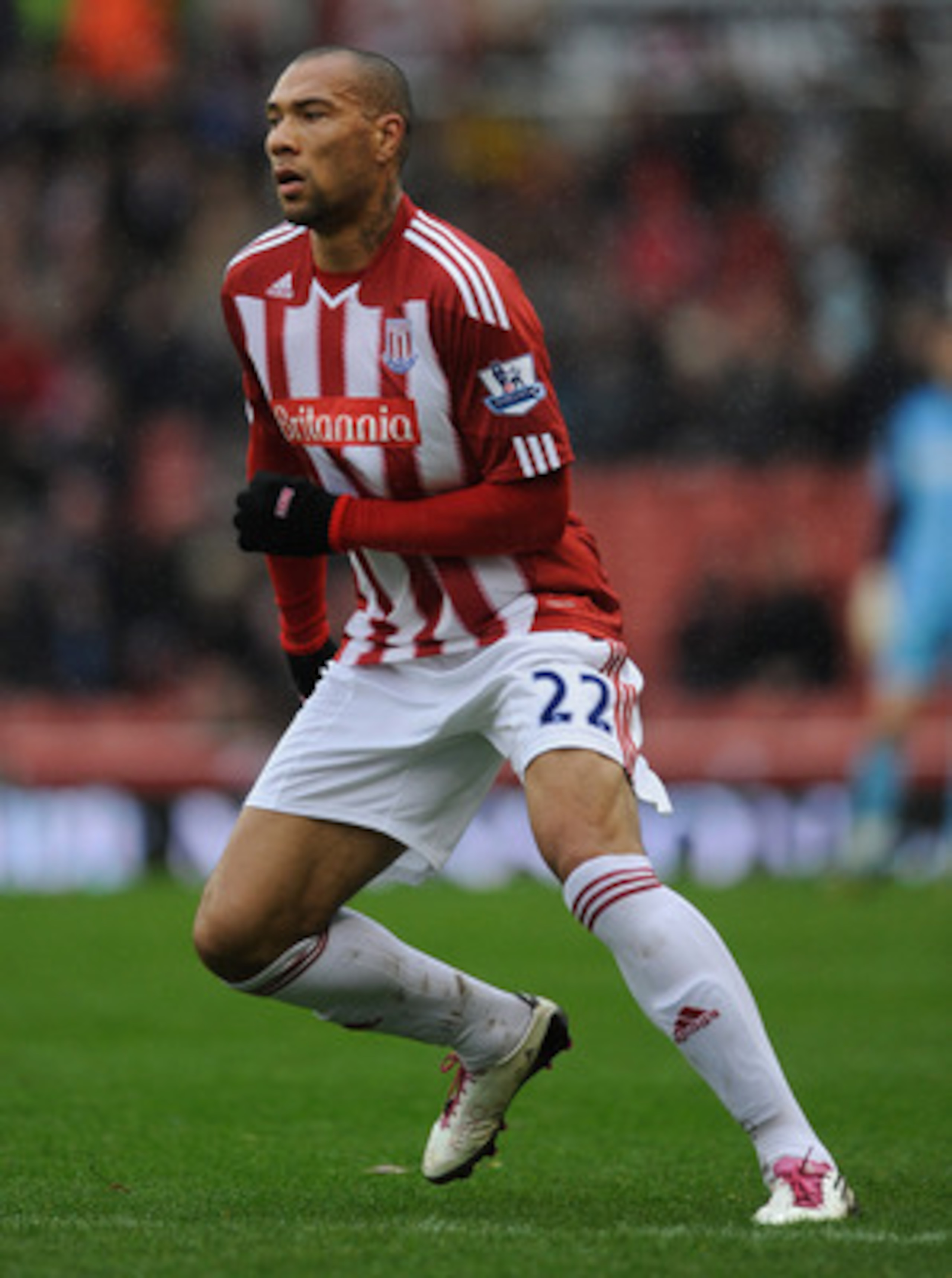 STOKE ON TRENT, ENGLAND - FEBRUARY 05: John Carew of Stoke in action during the Barclays Premier League match between Stoke City and Sunderland at the Britannia Stadium on February 5, 2011 in Stoke on Trent, England.  (Photo by Michael Regan/Getty Images)