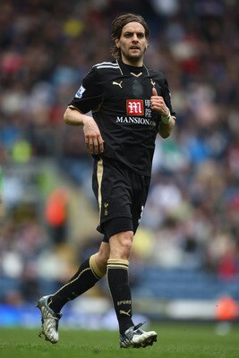 BLACKBURN, UNITED KINGDOM - APRIL 04:  Jonathan Woodgate of Tottenham Hotspur in action during the Barclays Premier League match between Blackburn Rovers and Tottenham Hotspur at Ewood Park on April 4, 2009 in Blackburn, England.  (Photo by Jamie McDonald