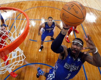 LOS ANGELES, CA - FEBRUARY 20:  Amare Stoudemire #1 of the New York Knicks and the Eastern Conference goes up for a shot in the lane in the 2011 NBA All-Star Game at Staples Center on February 20, 2011 in Los Angeles, California. NOTE TO USER: User expres