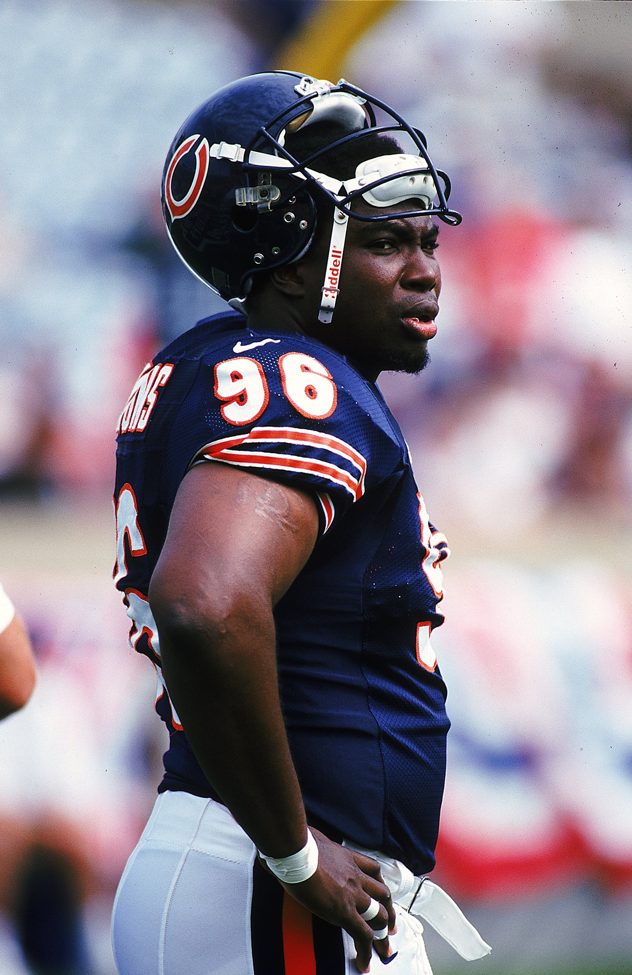 12 Sep 1999:  Clyde Simmons #96 of the Chicago Bears is looking on during the game against the Kansas City Chiefs at Soldier Field in Chicago, Illinois. The Bears defeated the Chiefs 20-17. Mandatory Credit: Jonathan Daniel  /Allsport
