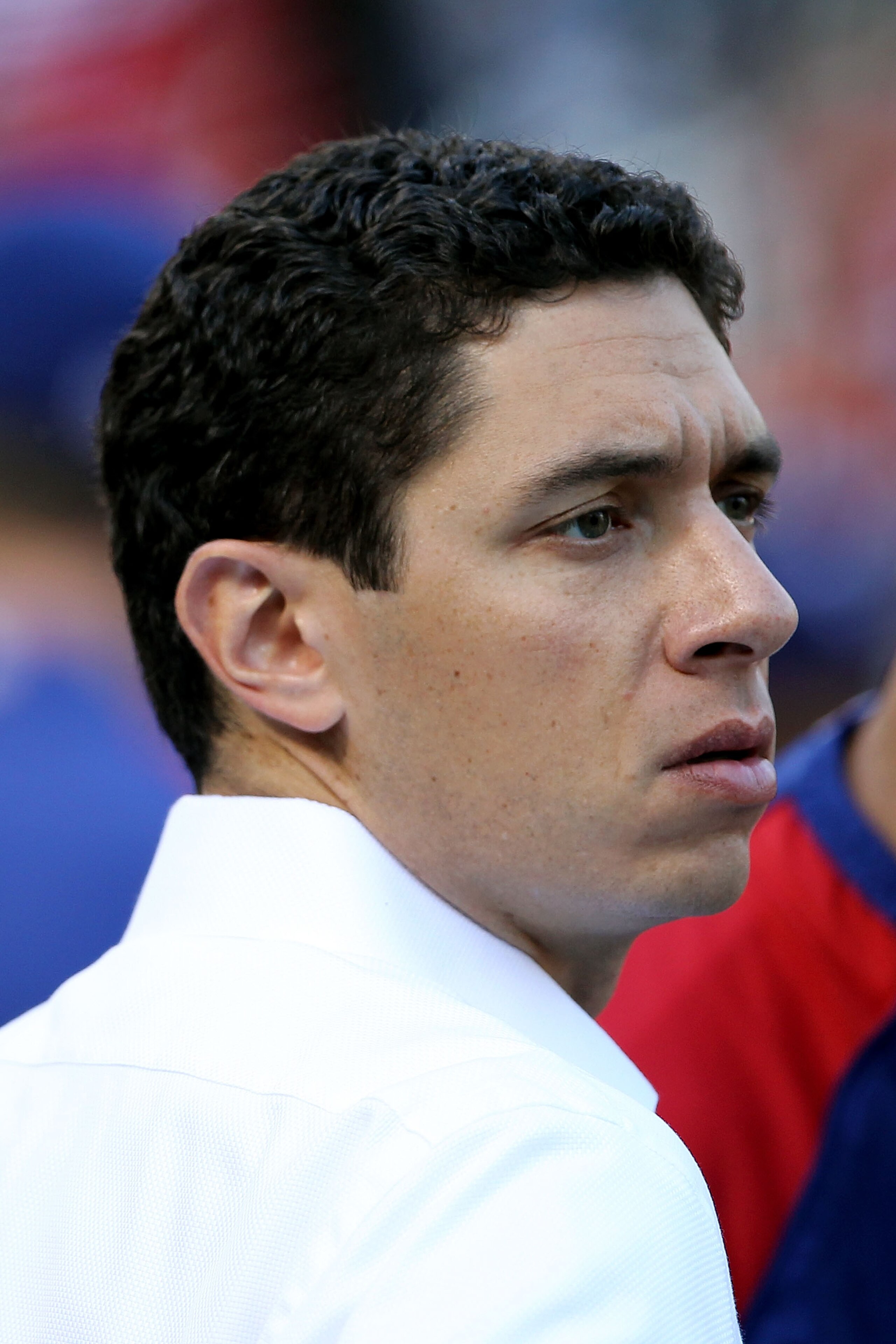 ARLINGTON, TX - NOVEMBER 01:  General Manager Jon Daniels of the Texas Rangers looks on during batting practice against the San Francisco Giants in Game Five of the 2010 MLB World Series at Rangers Ballpark in Arlington on November 1, 2010 in Arlington, T