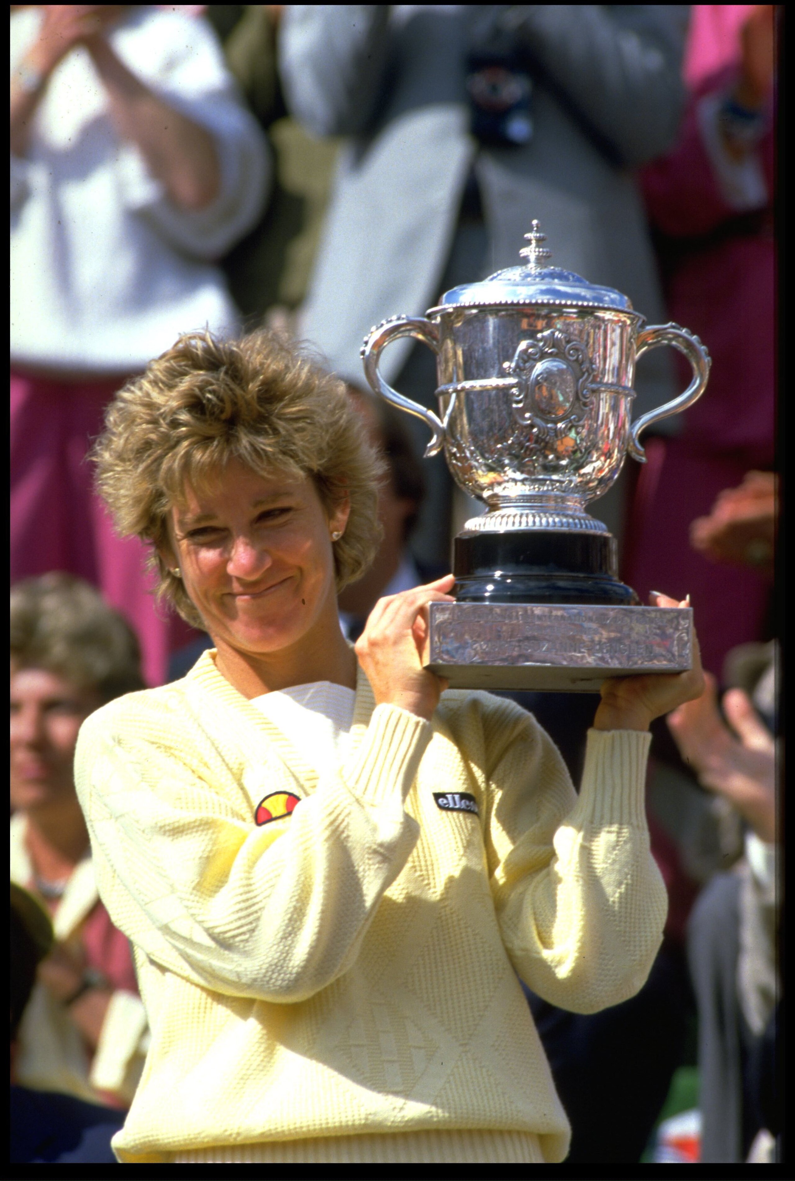MAY 1985:  CHRIS EVERT OF THE UNITED STATES HOLDS THE FRENCH OPEN TROPHY AFTER WINNING THE LADIES SINGLES IN PARIS AT THE STADE ROLAND GARROS.