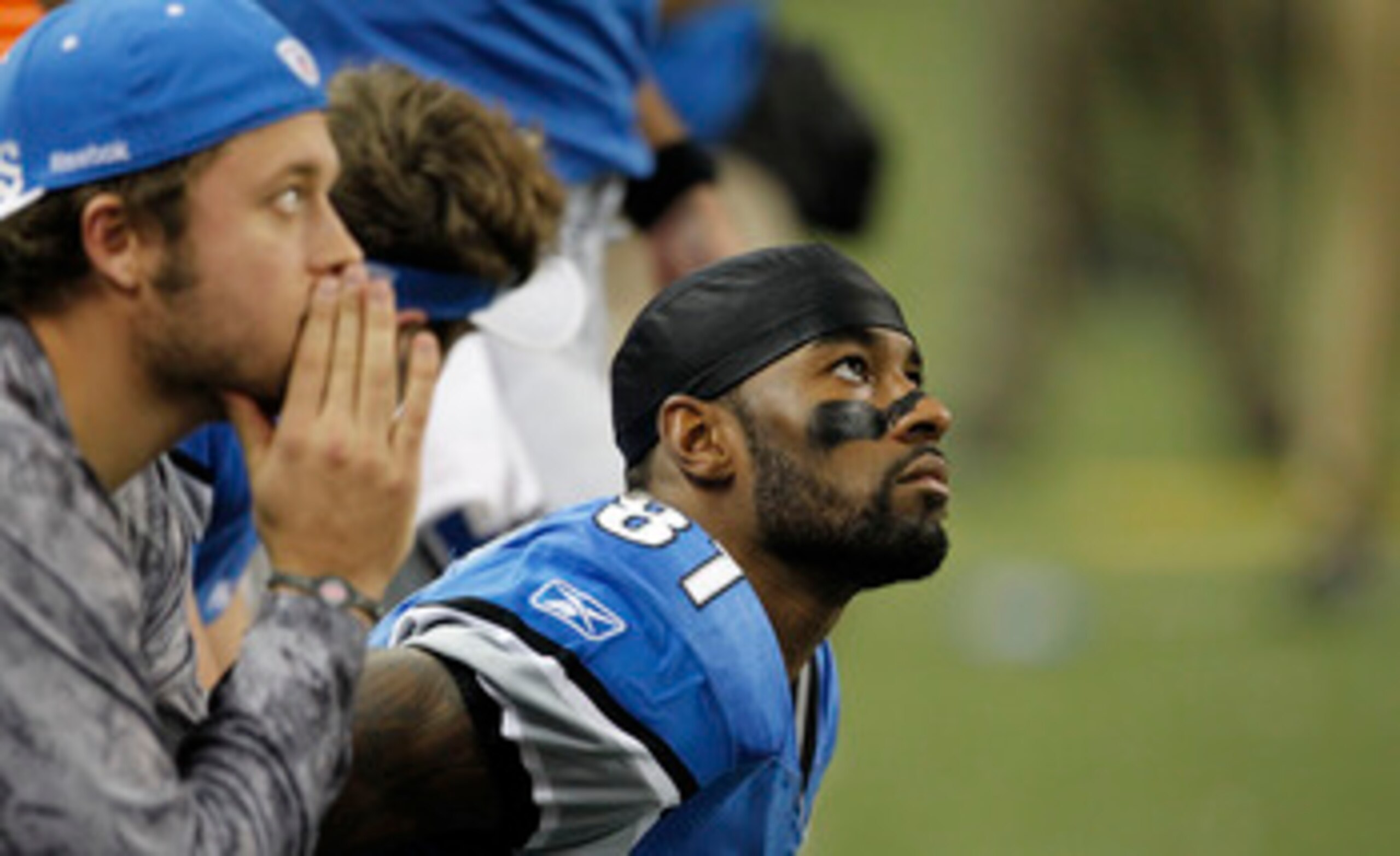 DETROIT, MI - JANUARY 02: Nate Burleson #13 of the Detroit Lions reacts after a second quarter first down catch while playing the Minnesota Vikings at Ford Field on January 2, 2011 in Detroit, Michigan.  (Photo by Gregory Shamus/Getty Images)