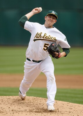 OAKLAND, CA - APRIL 17:  Trevor Cahill #53 of the Oakland Athletics picthes against the Detroit Tigers at Oakland-Alameda County Coliseum on April 17, 2011 in Oakland, California.  (Photo by Ezra Shaw/Getty Images)