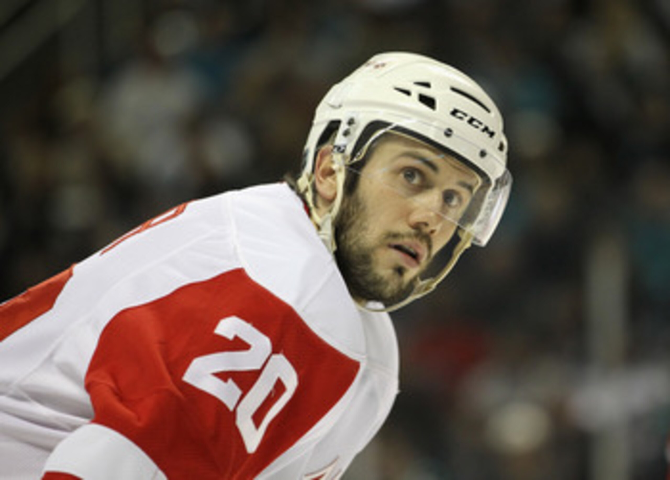 SAN JOSE, CA - APRIL 29:  Drew Miller #20 of the Detroit Red Wings in action against the San Jose Sharks in Game One of the Western Conference Semifinals during the 2011 NHL Stanley Cup Playoffs at HP Pavilion on April 29, 2011 in San Jose, California.  (