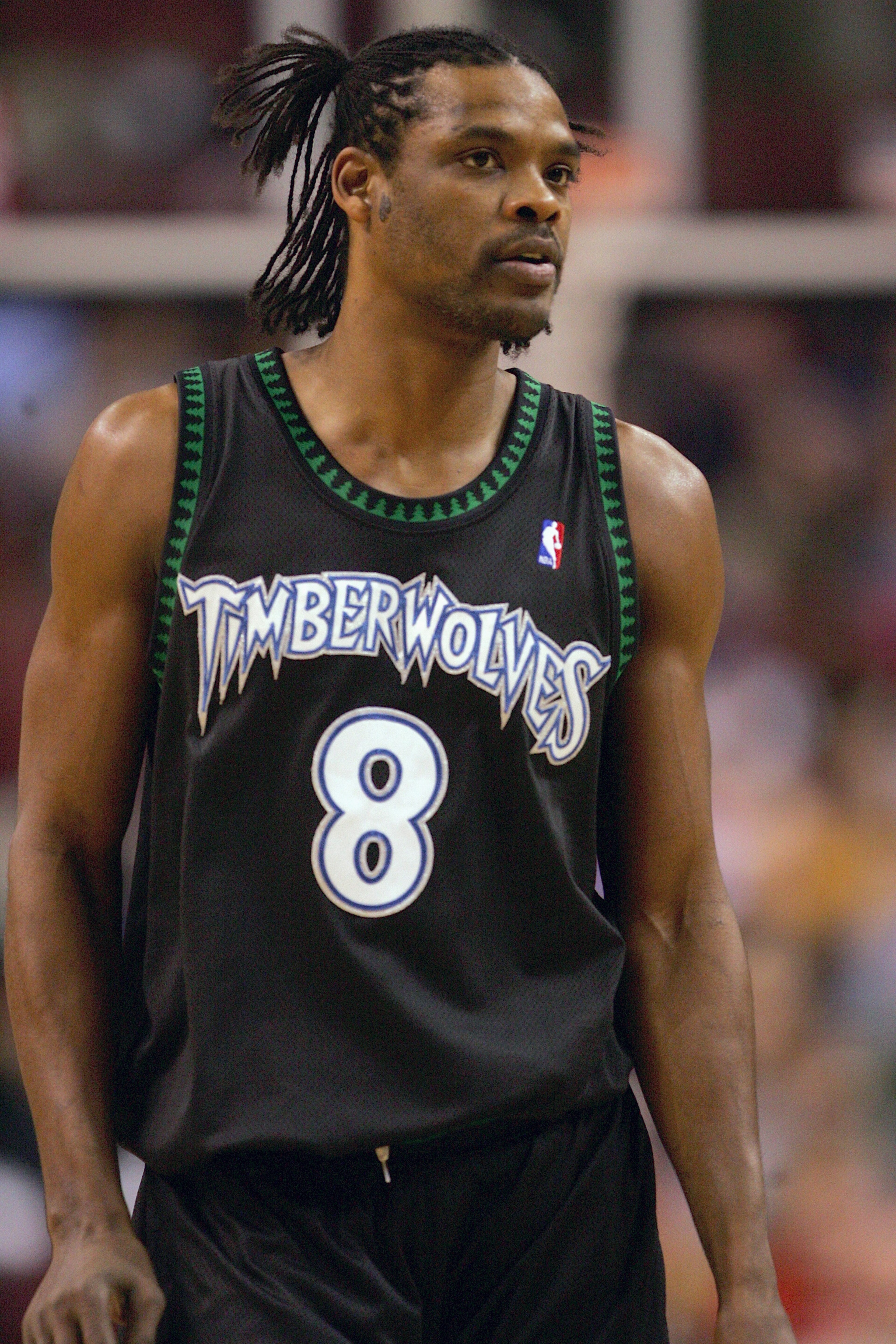 PHILADELPHIA - DECEMBER 8:  Latrell Sprewell #8 of the Minnesota Timberwolves against the Philadelphia 76ers during the game at the Wachovia Center on December 8, 2004 in Philadelphia, Pennsylvania.  The Wolves won 119-84. NOTE TO USER: User expressly ack