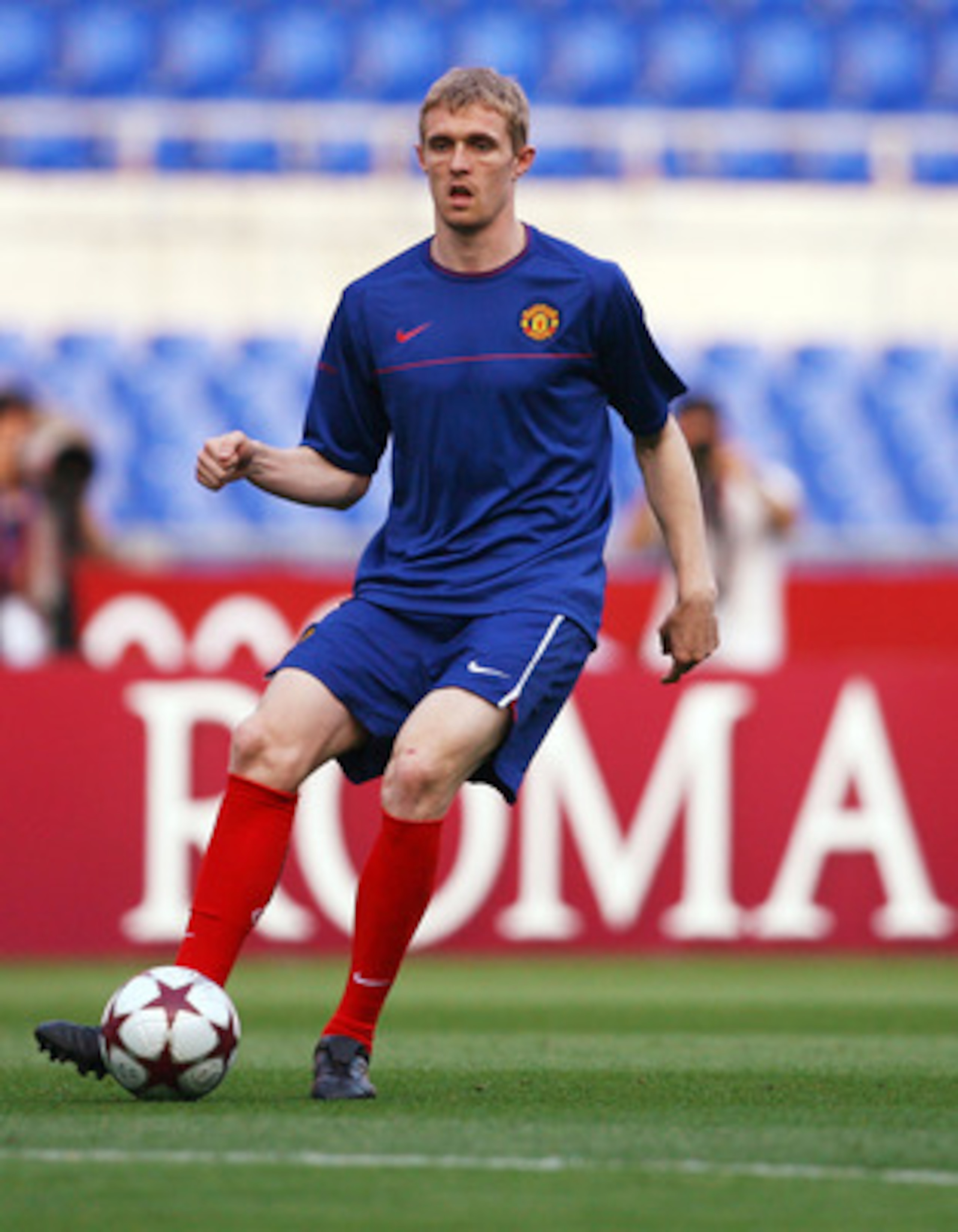 ROME - MAY 26:  Darren Fletcher of Manchester United in action as he attends the Manchester United training session prior to UEFA Champions League Final versus Barcelona at the Stadio Olimpico on May 26, 2009 in Rome, Italy.  (Photo by Alex Livesey/Getty